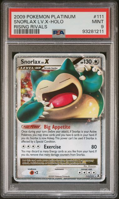 Snorlax LV.X Holo PSA 9