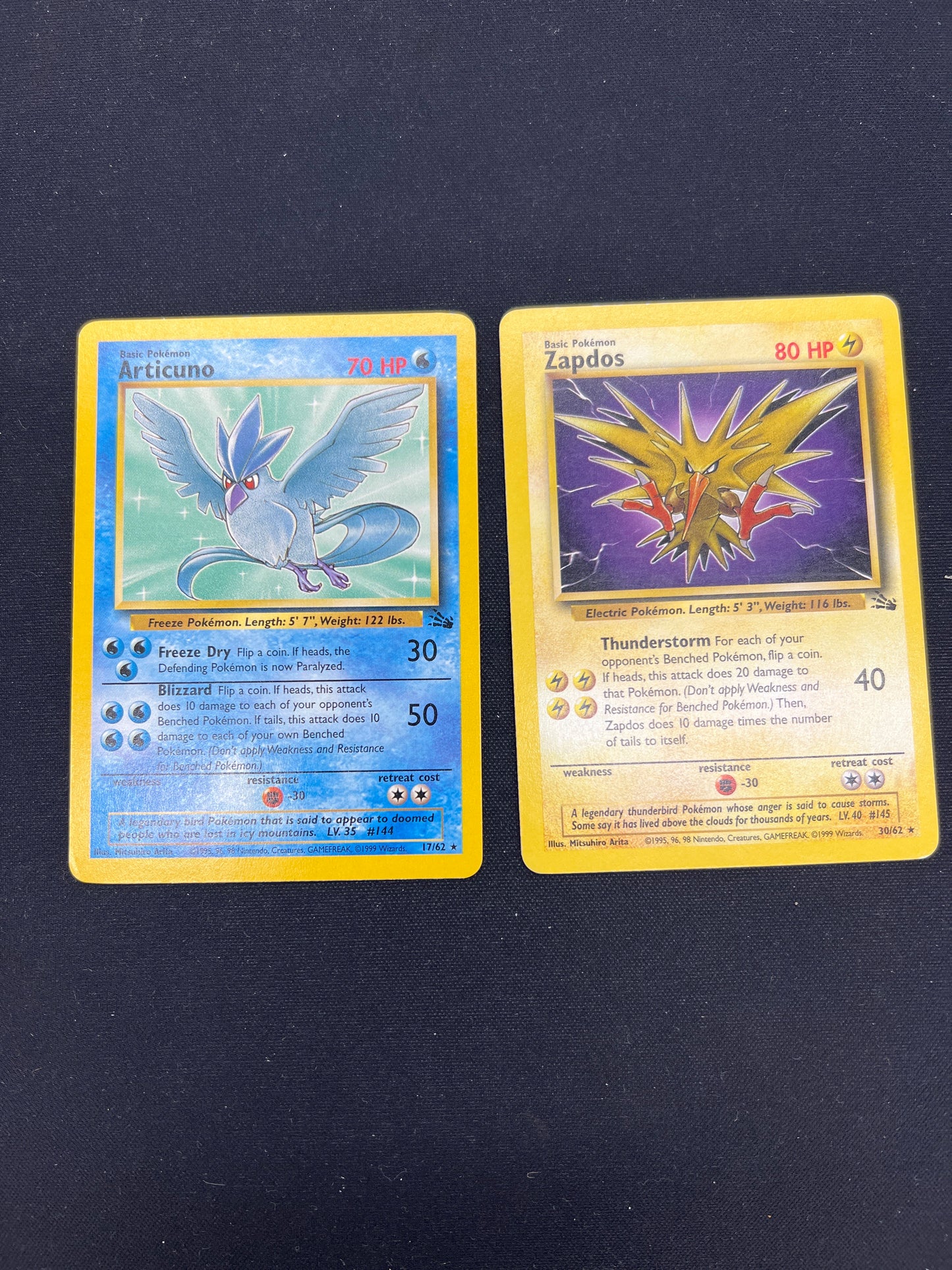 Auction Lot 29: Pokemon Cards Lot of 2 Articuno & Zapdos Rare Fossil Conditions Vary