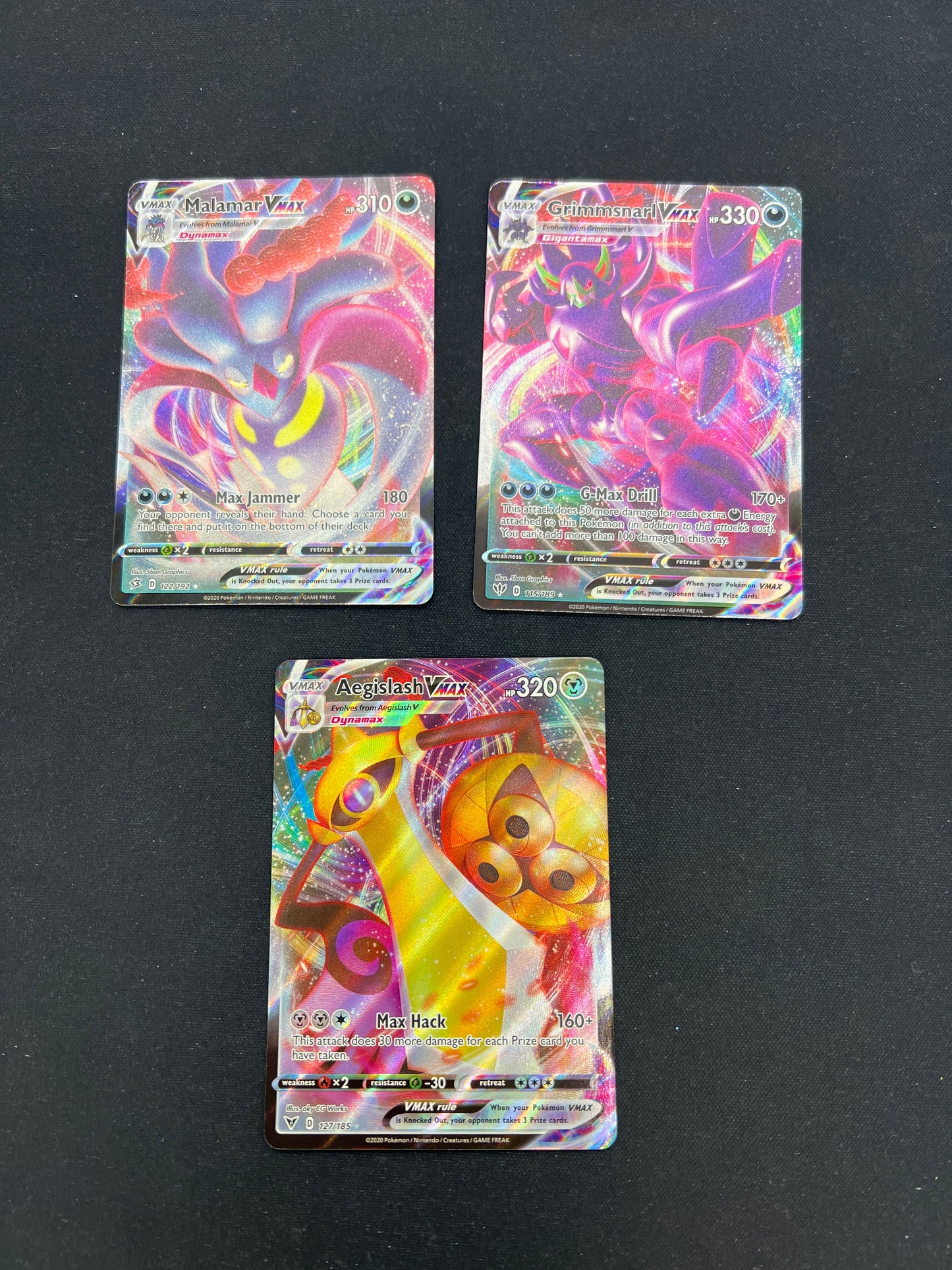 Auction Lot 202: Pokemon Cards Lot of 3 VMAX Full Arts Conditions Vary