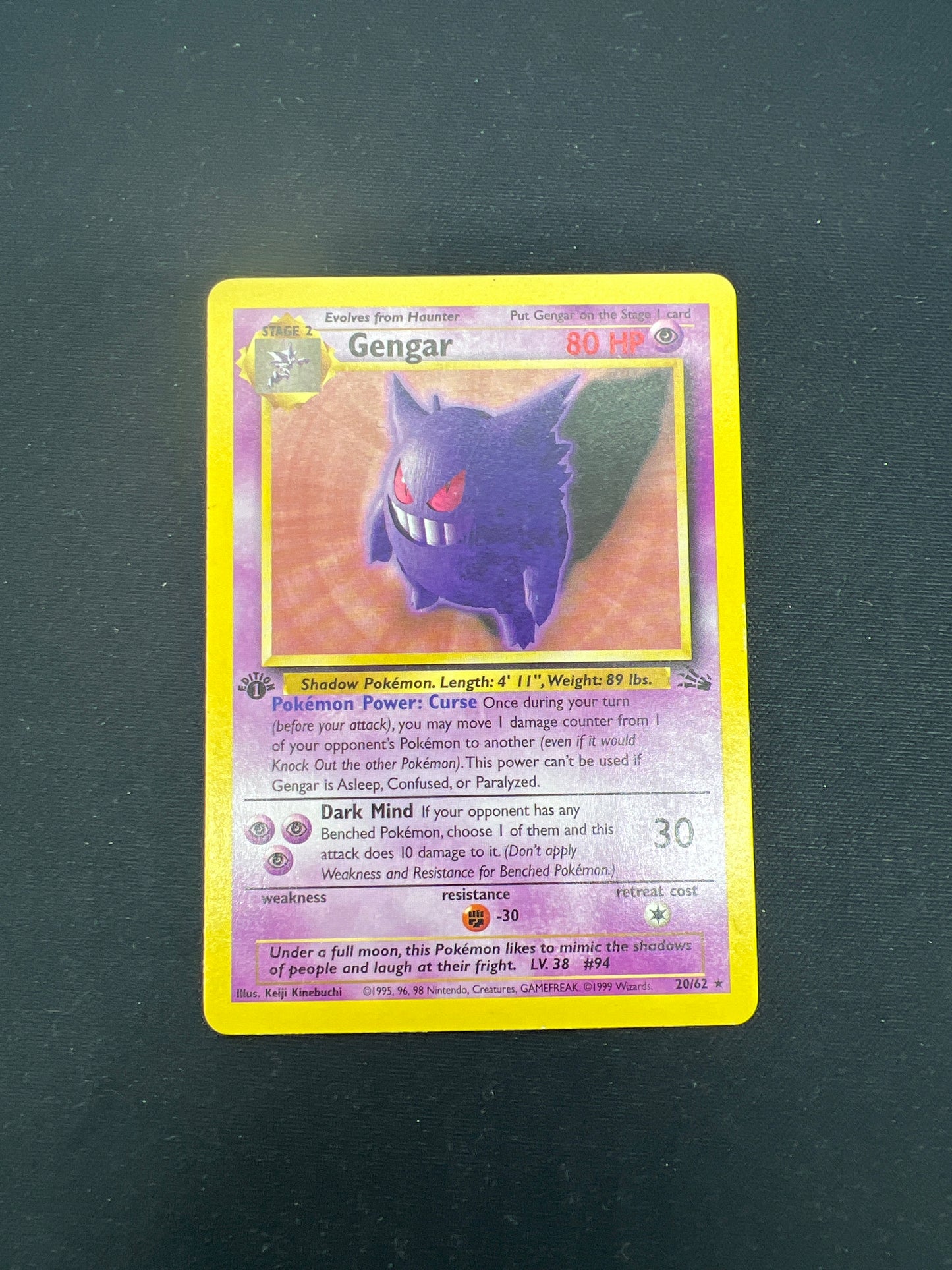Auction Lot 41: Pokemon Cards Gengar 1st Edition Non Holo Fossil Condition Vary