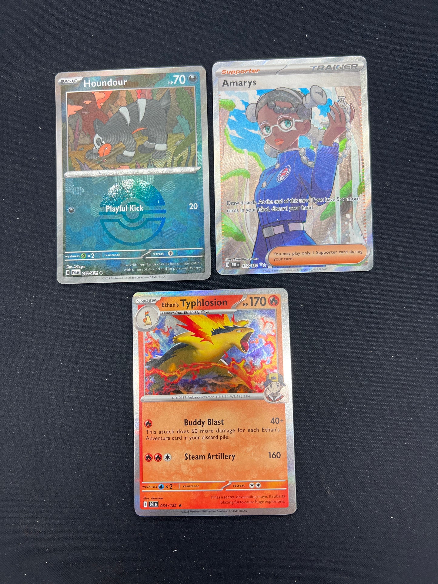 Auction Lot 283: Pokemon Cards Assorted Lot of 3 SV Era Holo Rare Pokeball Holo and Full Art Trainer Conditions Vary