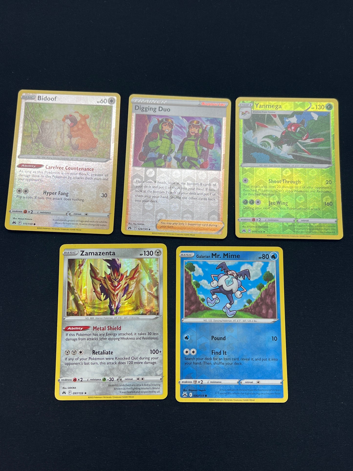 Auction Lot 195: Pokemon Cards Lot of 5 Assorted Reverse Holo Crown Zenith Conditions Vary