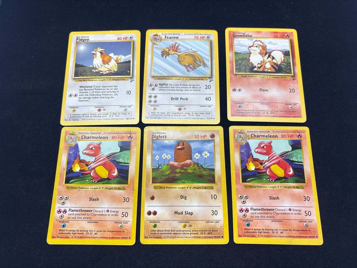 Auction Lot 152: Pokemon Cards Lot of 6 WOTC Base Set 2 And Shadowless Commons Uncommons Conditions Vary