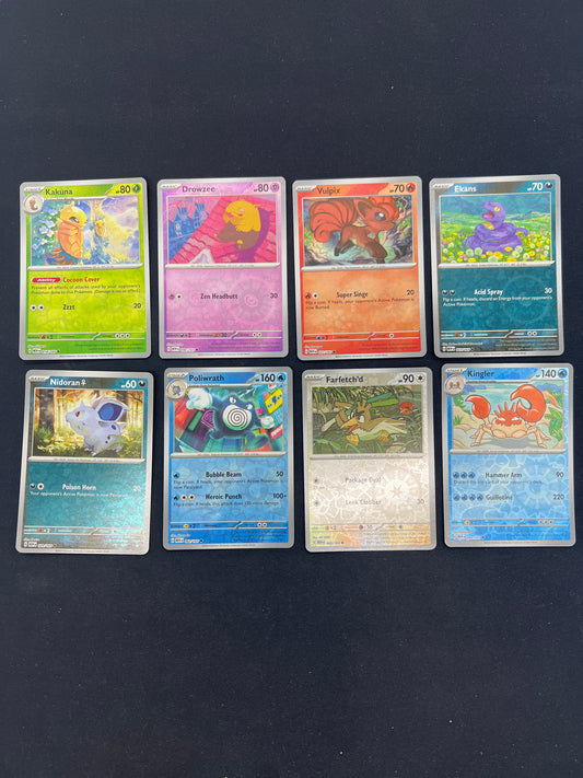 Auction Lot 323: Pokemon Cards Lot of 8 Assorted Reverse Holos 151 Conditions Vary