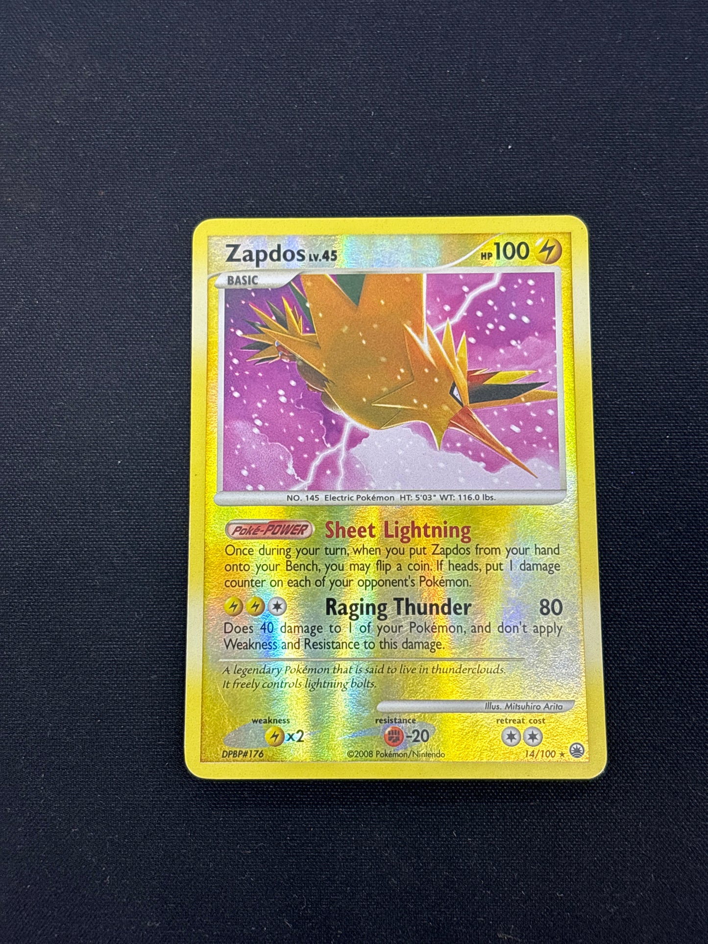 Auction Lot 9: Pokemon Cards Zapdos Reverse Foil Majestic Dawn Conditions Vary