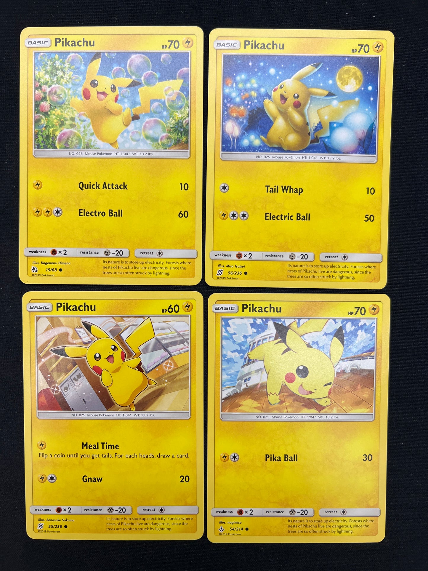 Auction Lot 478: Pokemon Cards Lot of 4 Assorted Pikachu SM Conditions Vary