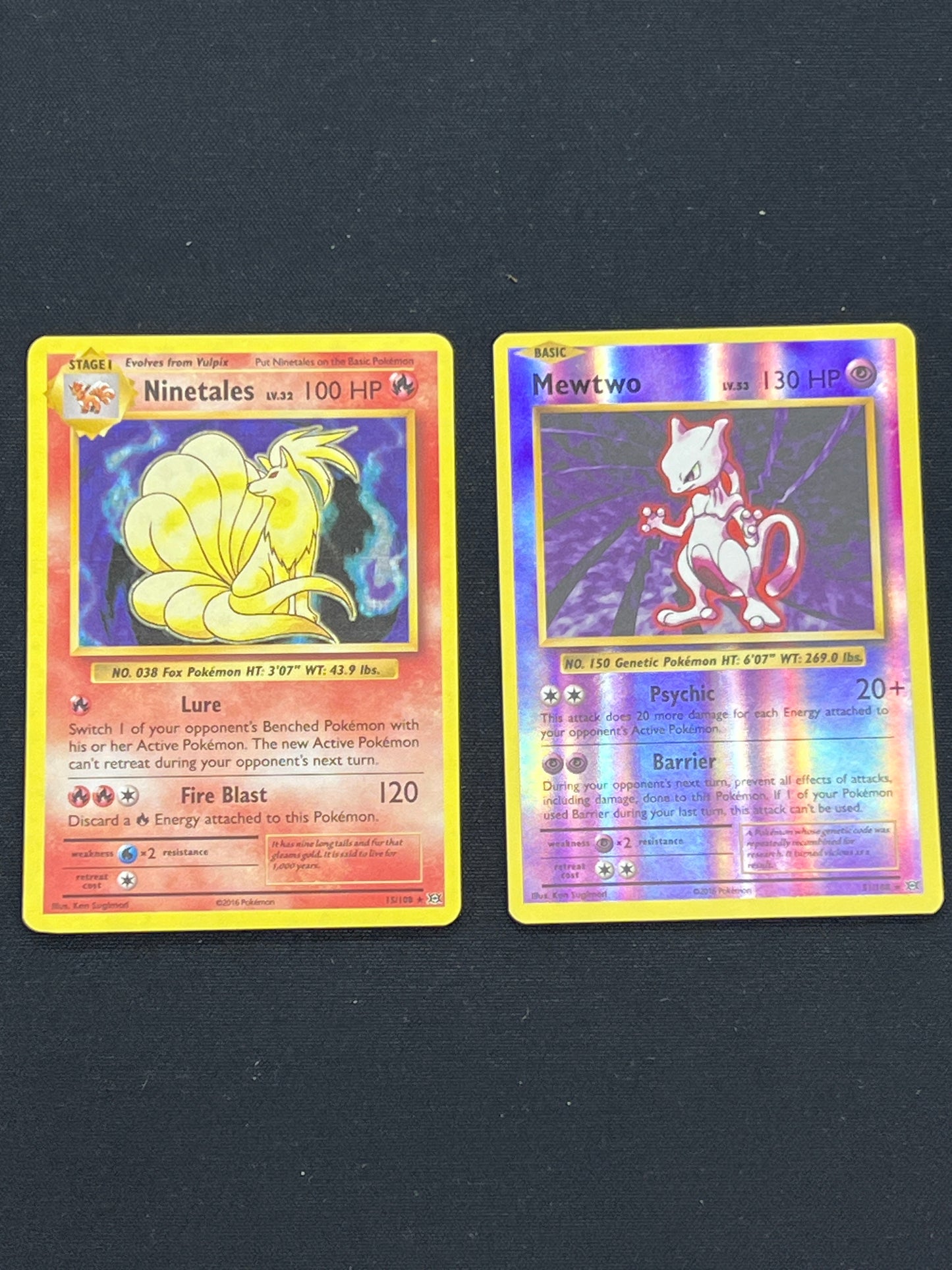 Auction Lot 3: Pokémon Cards Lot of 2 Ninetales & Mewtwo Holo Rares Evolutions Conditions Vary