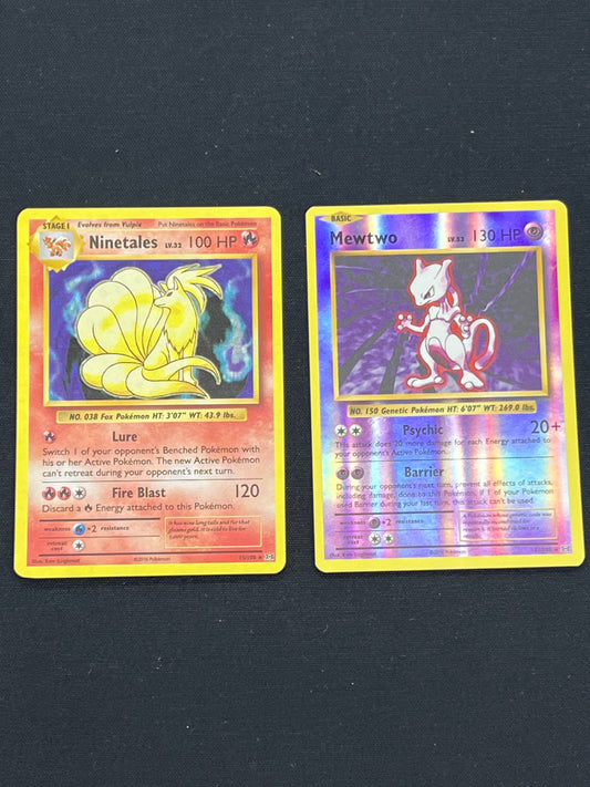 Auction Lot 3: Pokémon Cards Lot of 2 Ninetales & Mewtwo Holo Rares Evolutions Conditions Vary