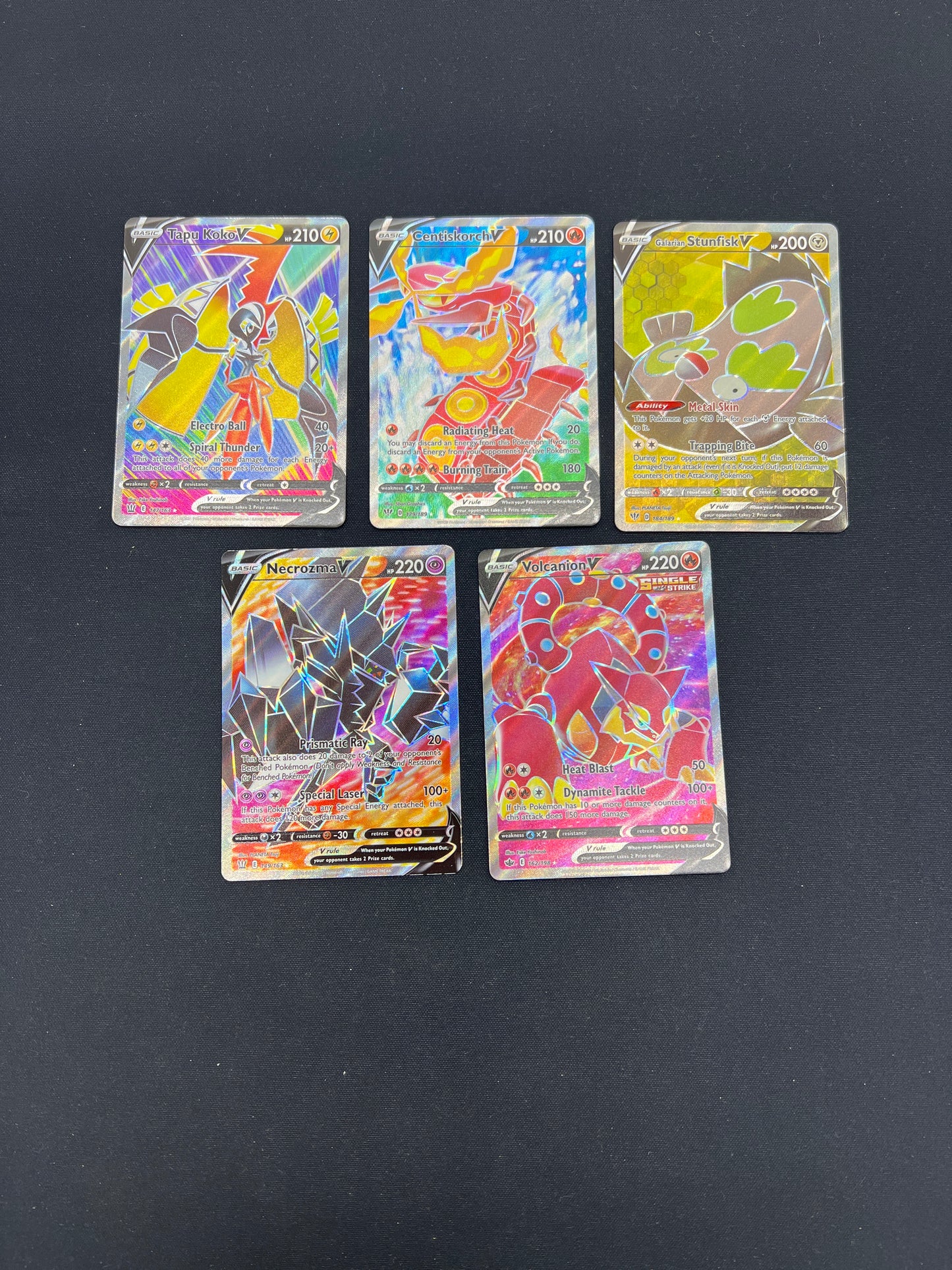 Auction Lot 208: Pokemon Cards Lot of 5 Assorted V Full Arts Ultra Rares Conditions Vary