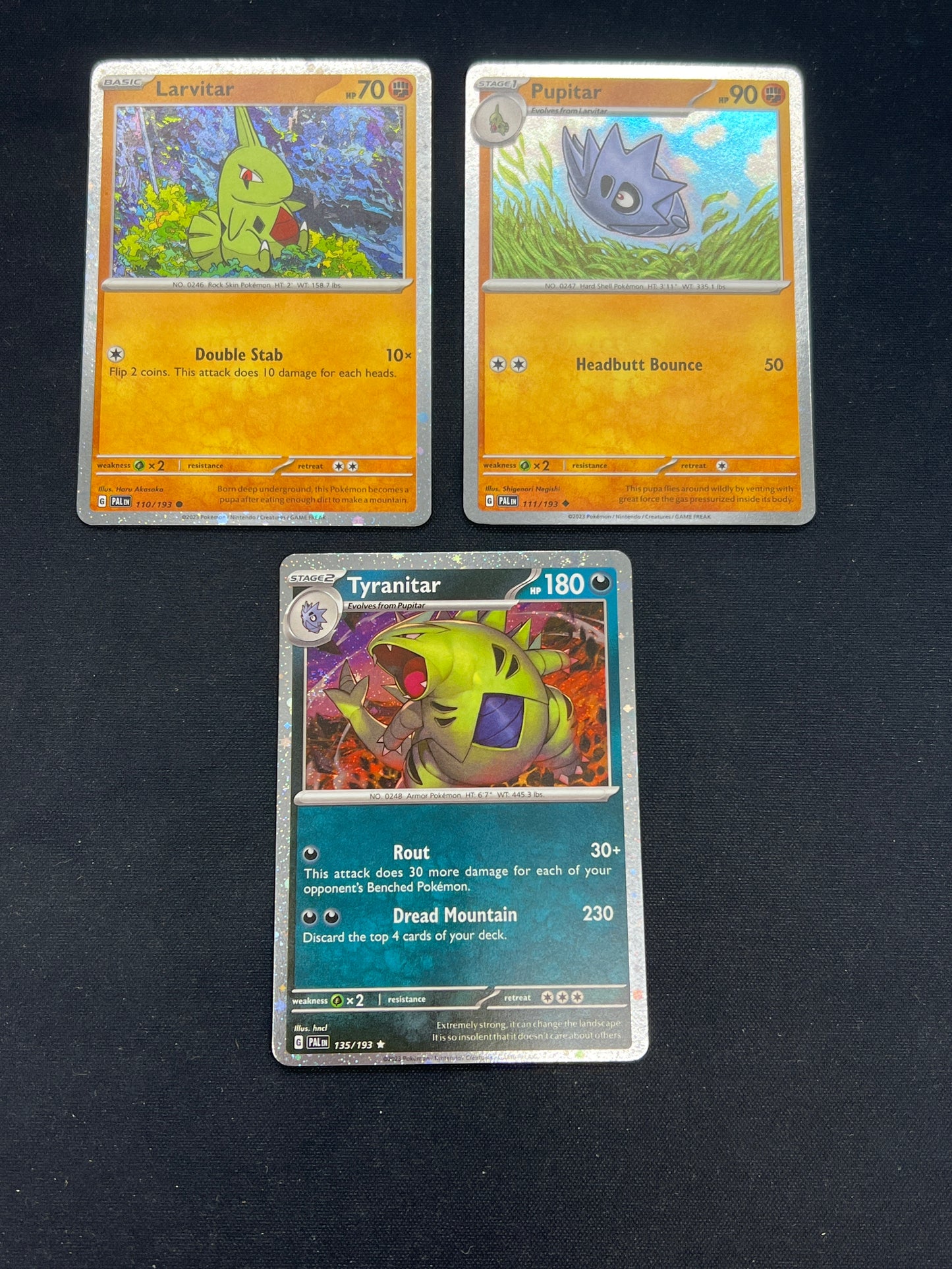 Auction Lot 434: Pokémon Cards Tyranitar Evolution Line Condition Vary