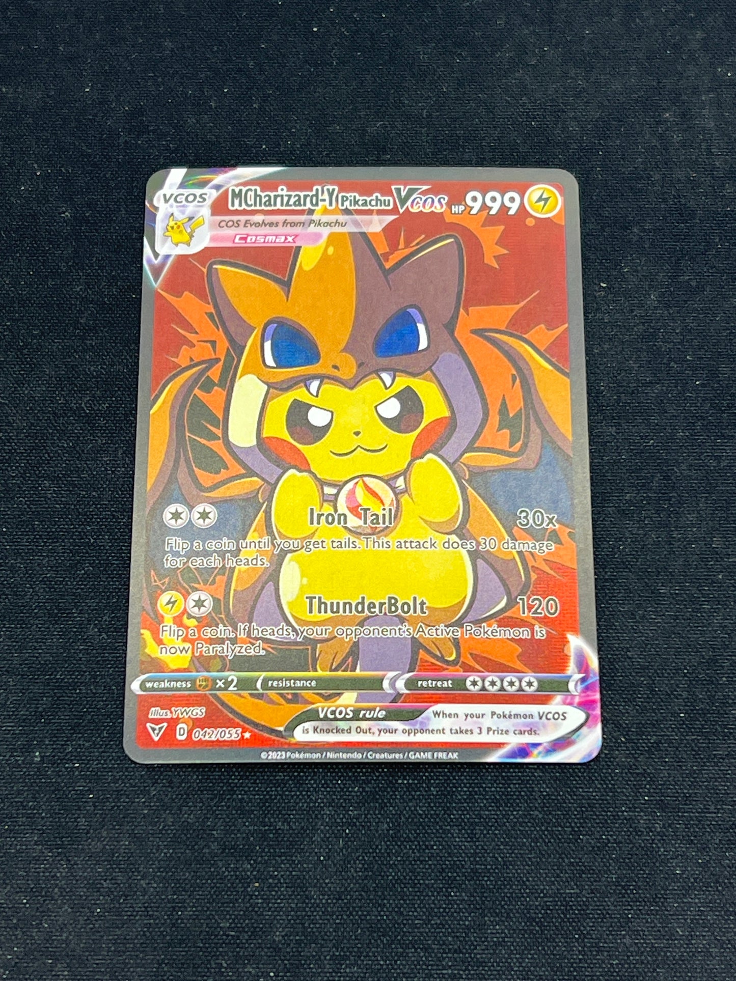 Auction Lot 327: Pokemon Cards CUSTOM Mega Charizard Y Pikachu VMAX Cards