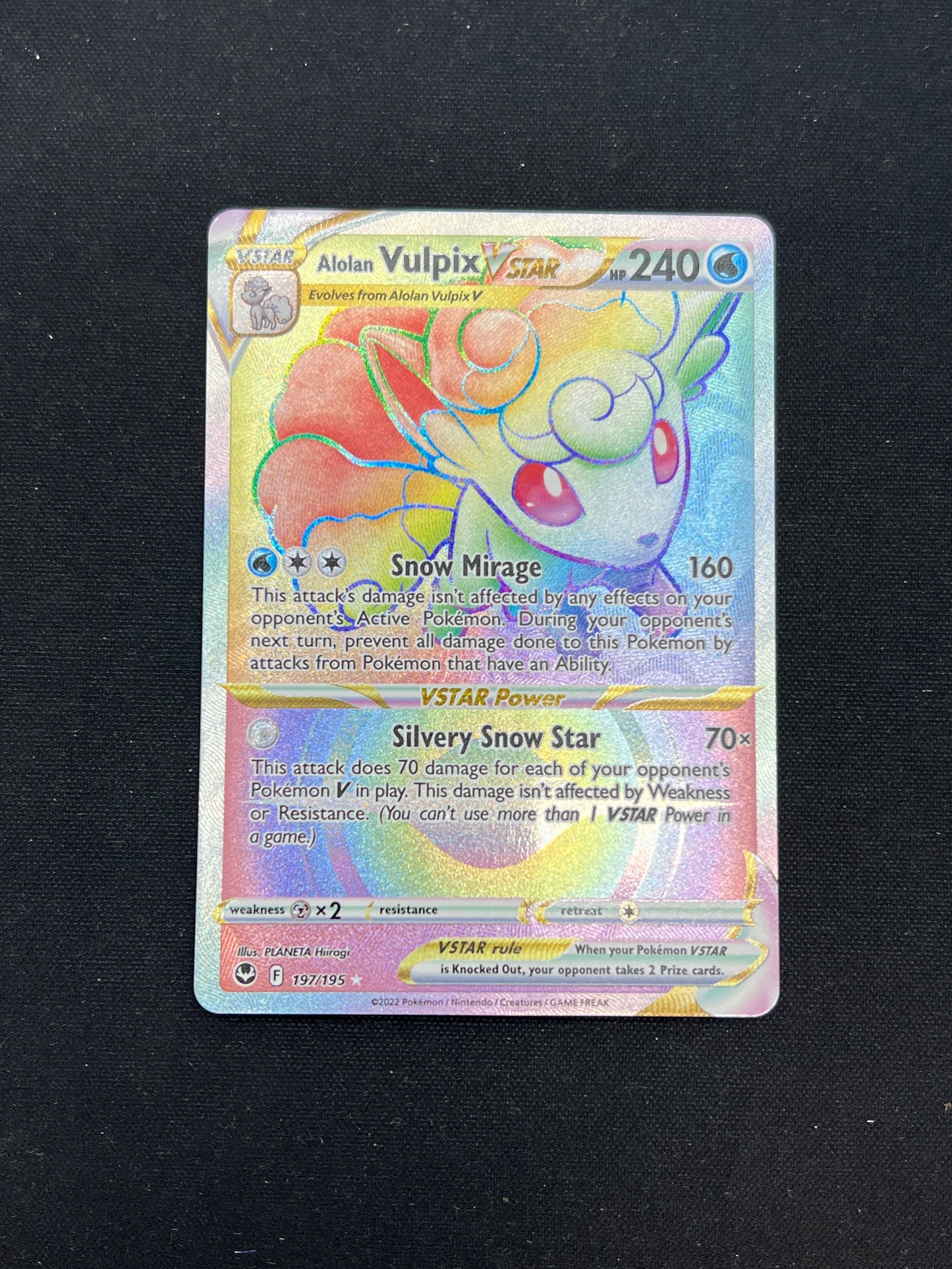 Auction Lot 93: Pokemon Cards Alolan Vulpix VSTAR Rainbow Rare Condition Vary