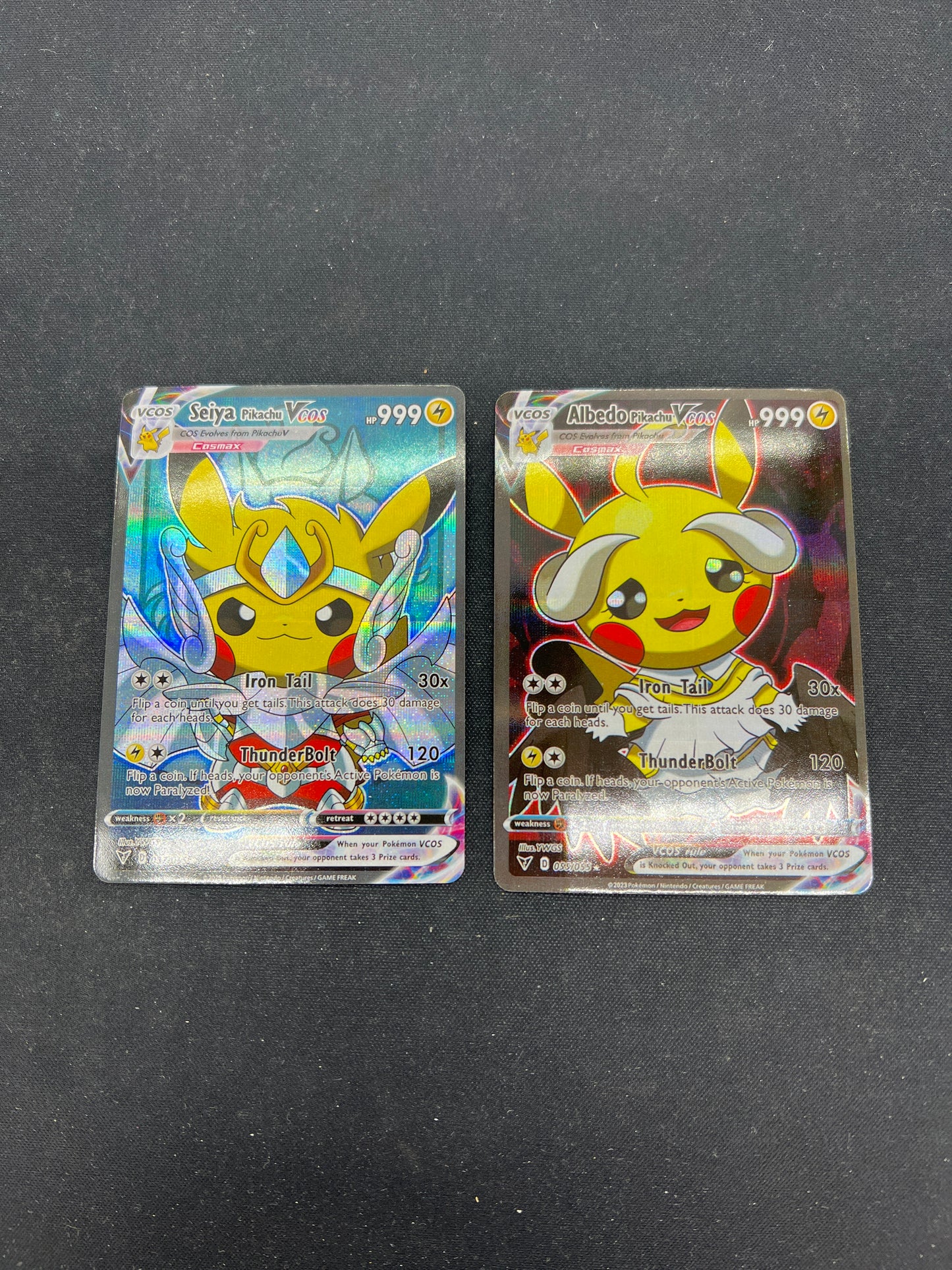 Auction Lot 66: Pokemon Cards CUSTOM Seiya and Albedo Characters Conditions Vary