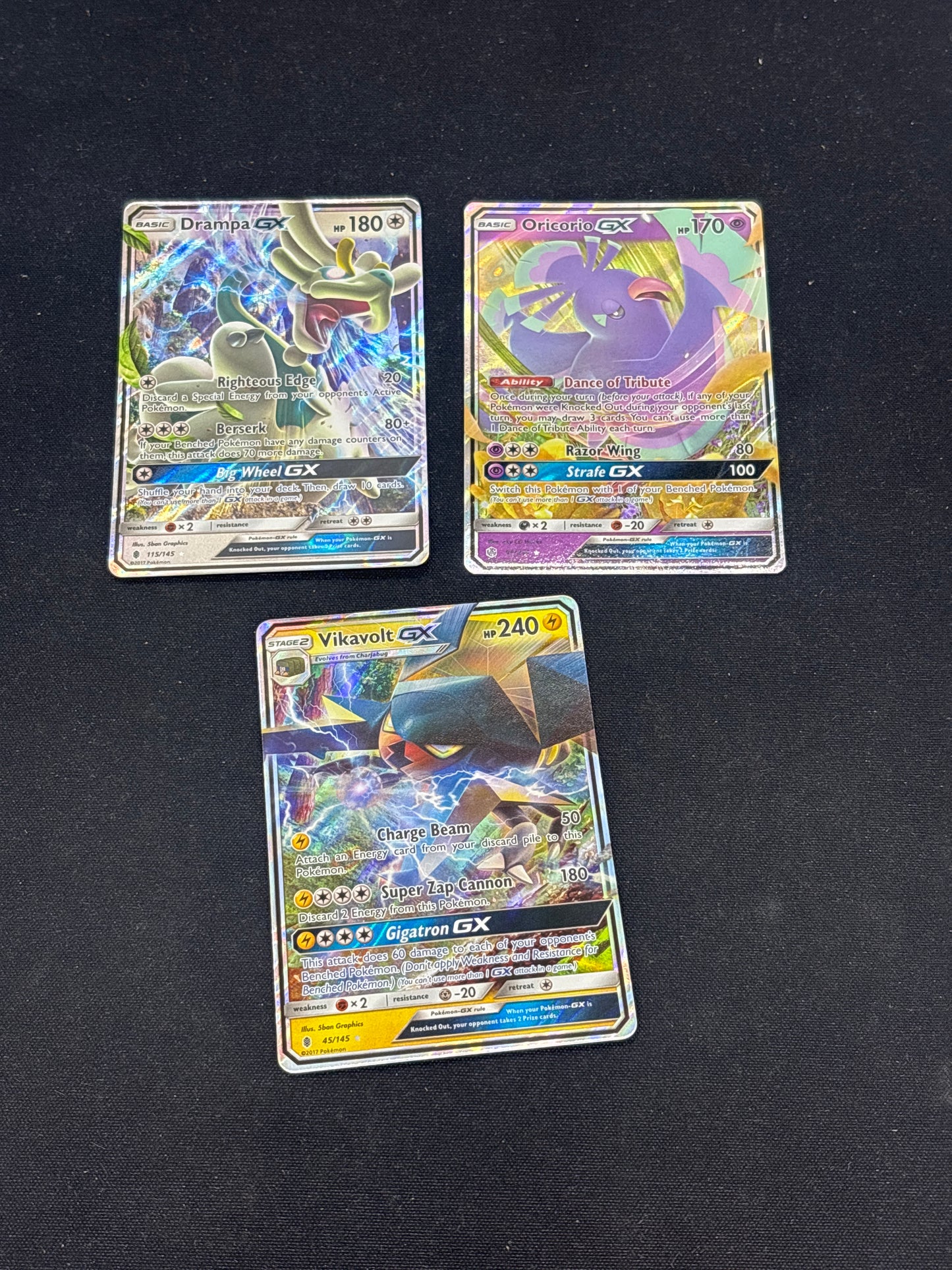 Auction Lot 57: Pokemon Cards Lot of 3 GX Full Arts Conditions Vary