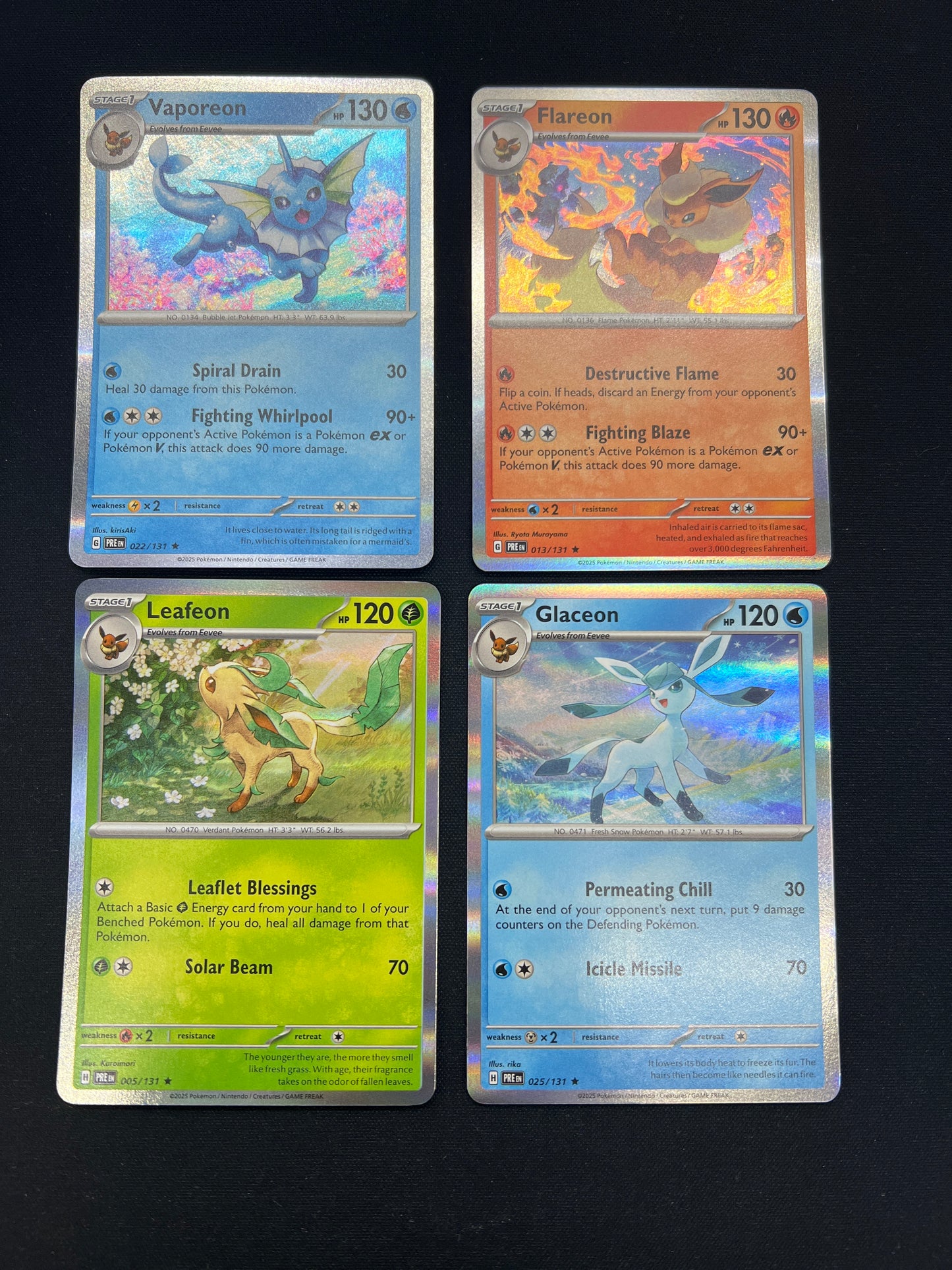 Auction Lot 184: Pokemon Cards Lot of 4 Eeeveelutions Holo Prismatic Evolutions Conditions Vary