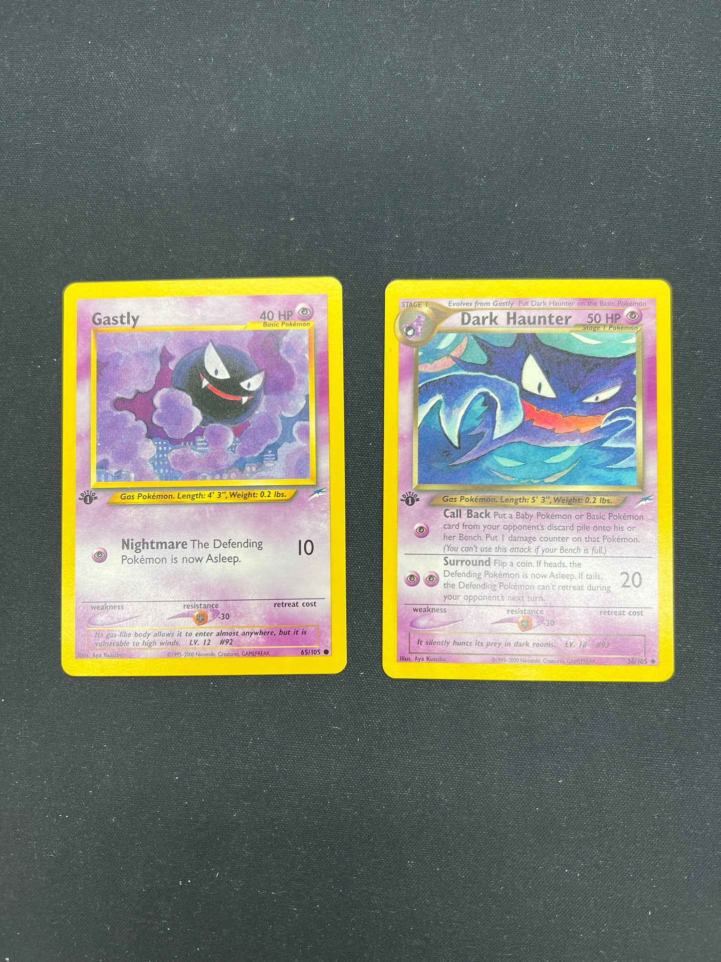 Auction Lot 2: Pokemon Cards Gastly & Haunter 1st Edition Neo Discovery Conditions Vary
