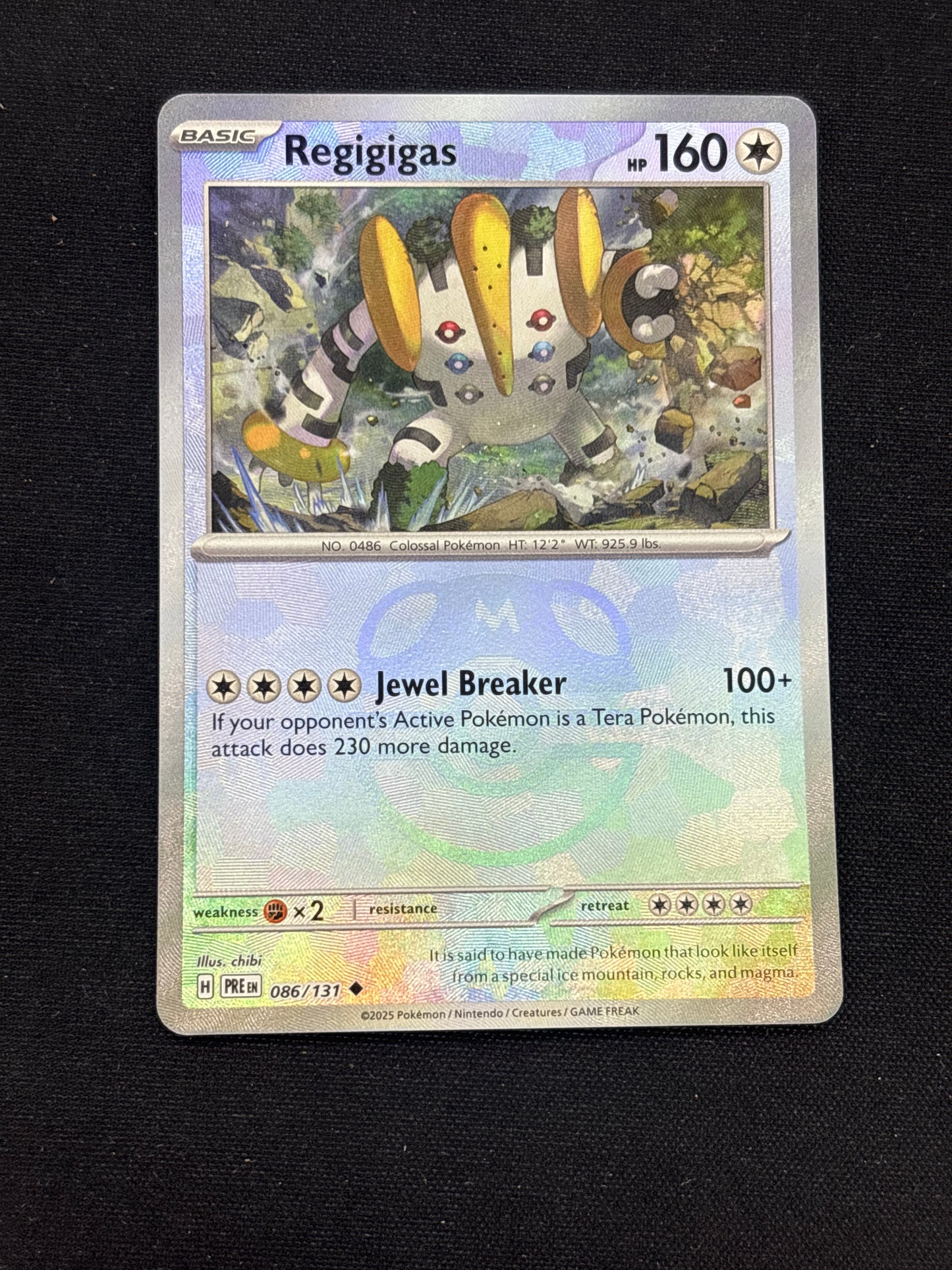 Auction Lot 73: Pokemon Cards Regigigas Masterball Holo Prismatic Evolutions Condition Vary