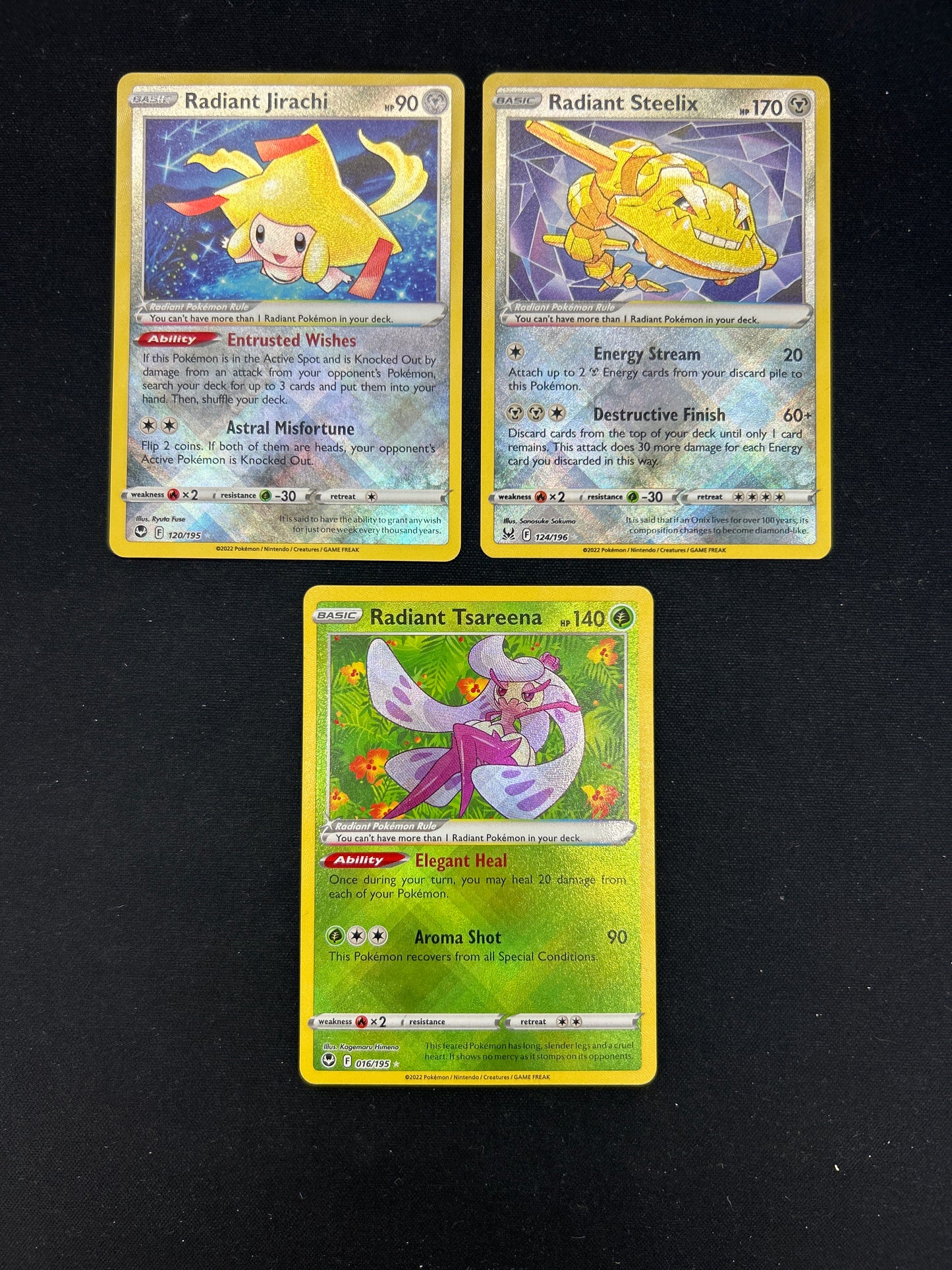 Auction Lot 445: Pokemon Cards Lot of 3 Assorted Radiant Rares Conditions Vary