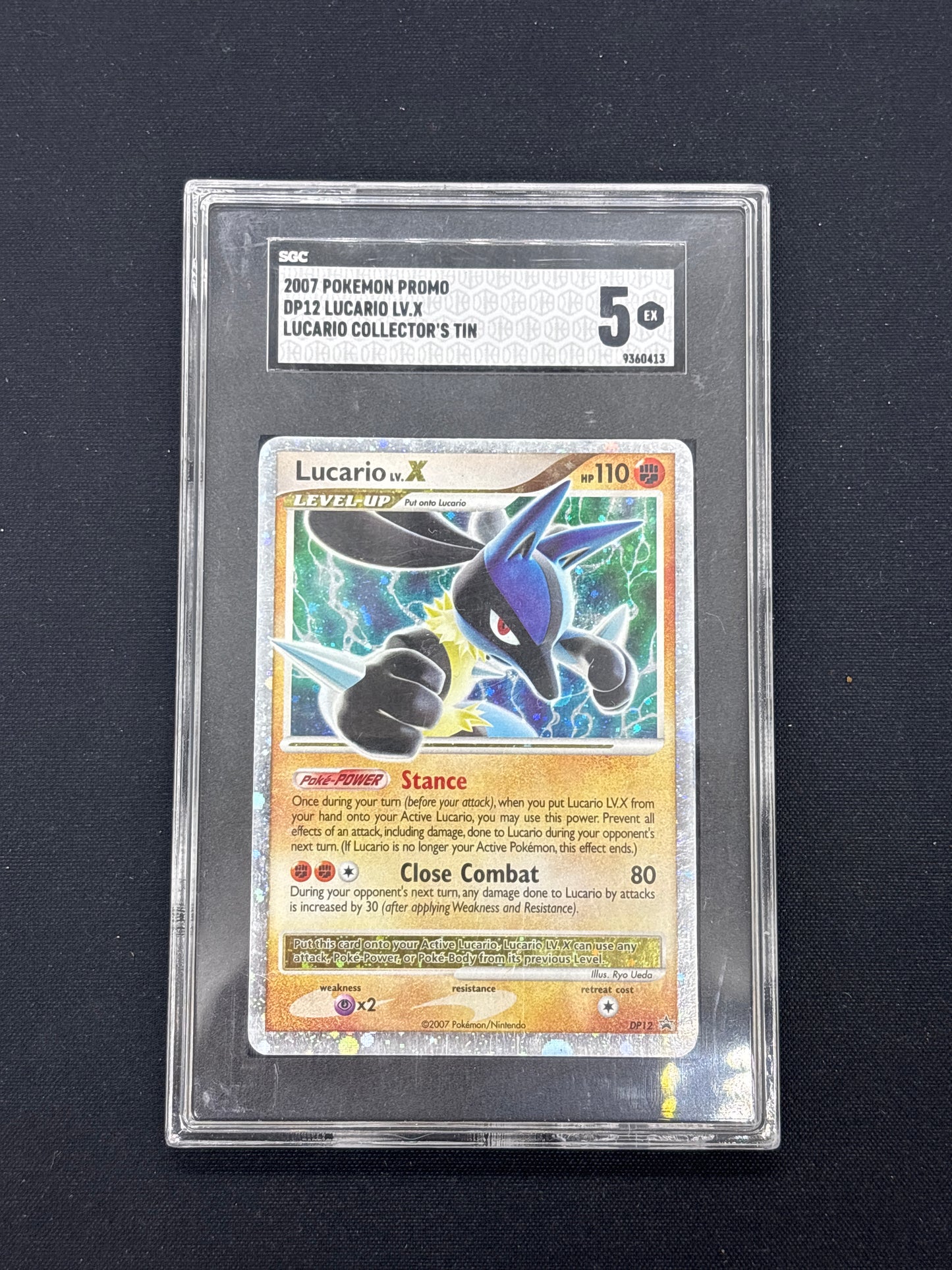 Auction Lot 23: Pokemon Lucario LV.X DP12 SGC 5 Graded Card