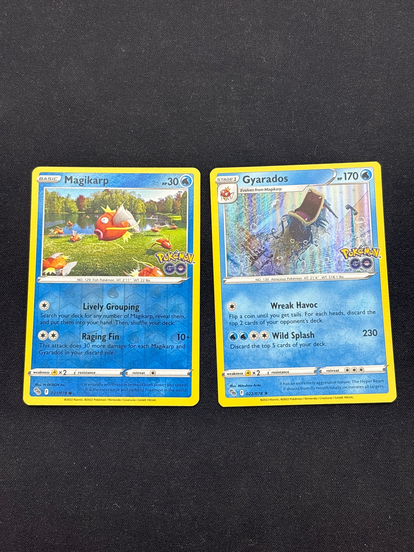 Auction Lot 53: Pokemon Cards Magikarp & Gyarados Holo Stamped Pokemon GO Conditions Vary