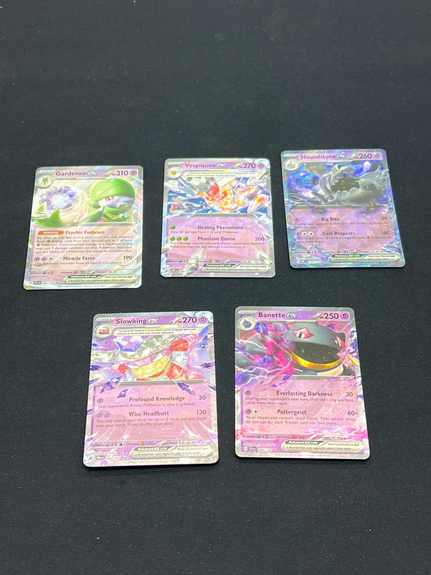 Auction Lot 315: Pokemon Cards Lot of 5 Assorted Psychic SV EX Conditions Vary