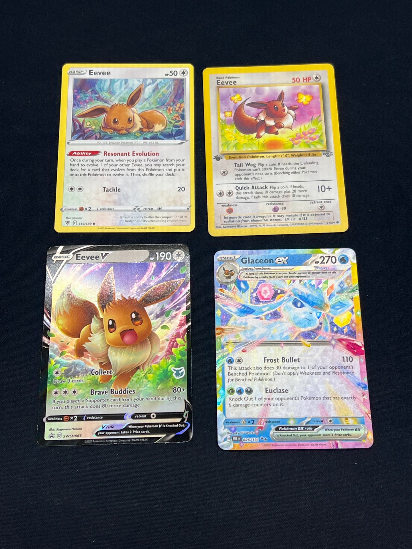 Auction Lot 242: Pokemon Cards Lot of 4 Eevee & Glaceon Assorted Conditions Vary