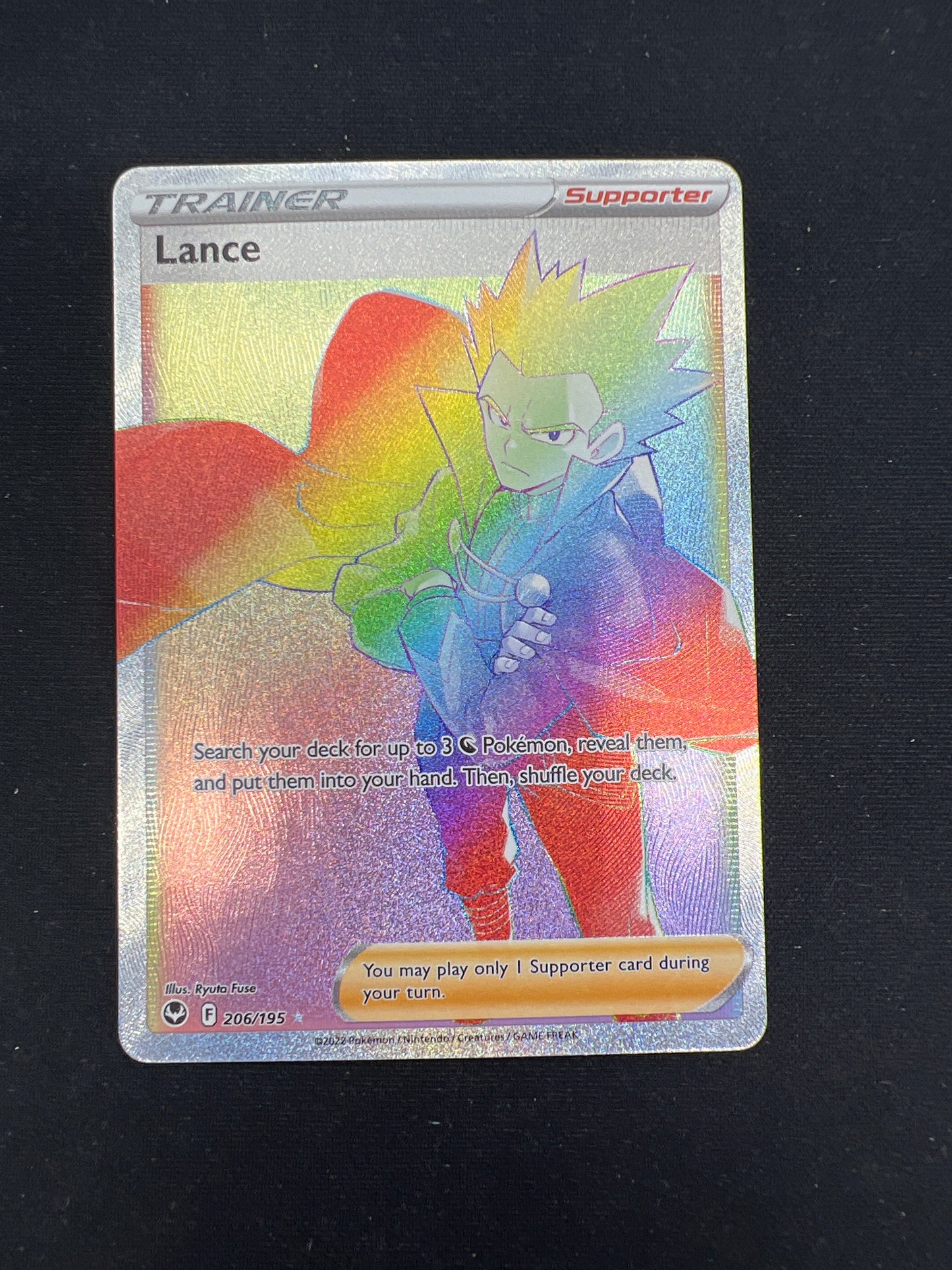 Auction Lot 204: Pokemon Cards Lance Rainbow Rare Full Art SWSH Silver Tempest Conditions Vary