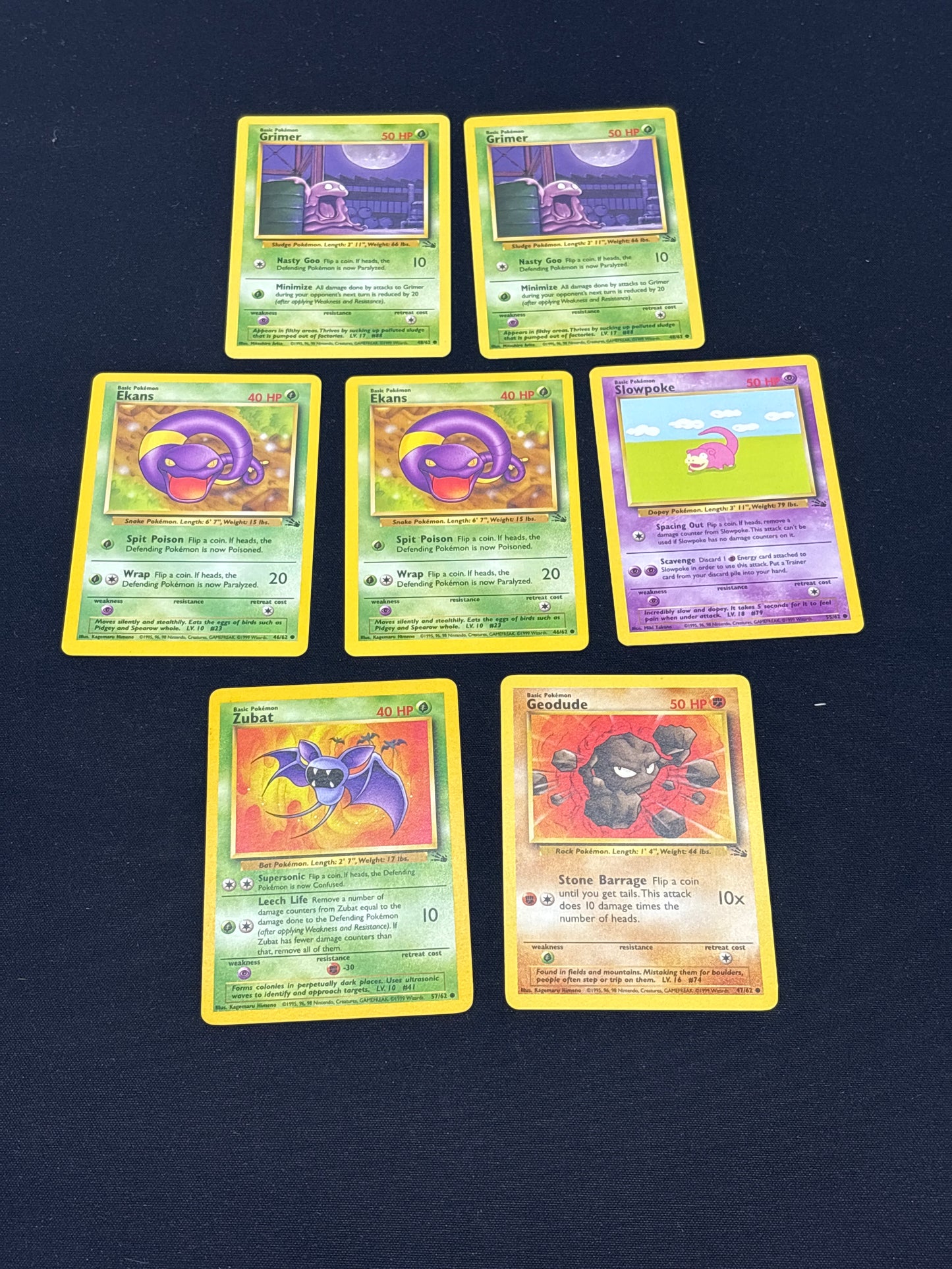 Auction Lot 126: Pokemon Cards Lot of 7 WOTC Fossil Commons Uncommons Conditions Vary
