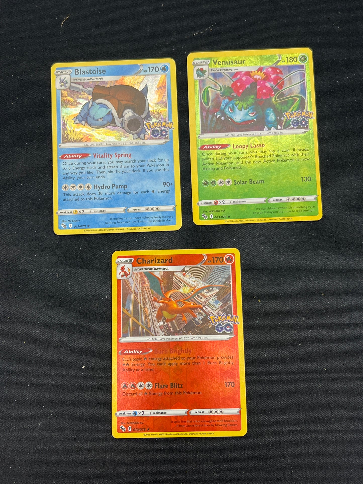 Auction Lot 261: Pokemon Cards Holo Rare Starters Pokemon Go Conditions Vary