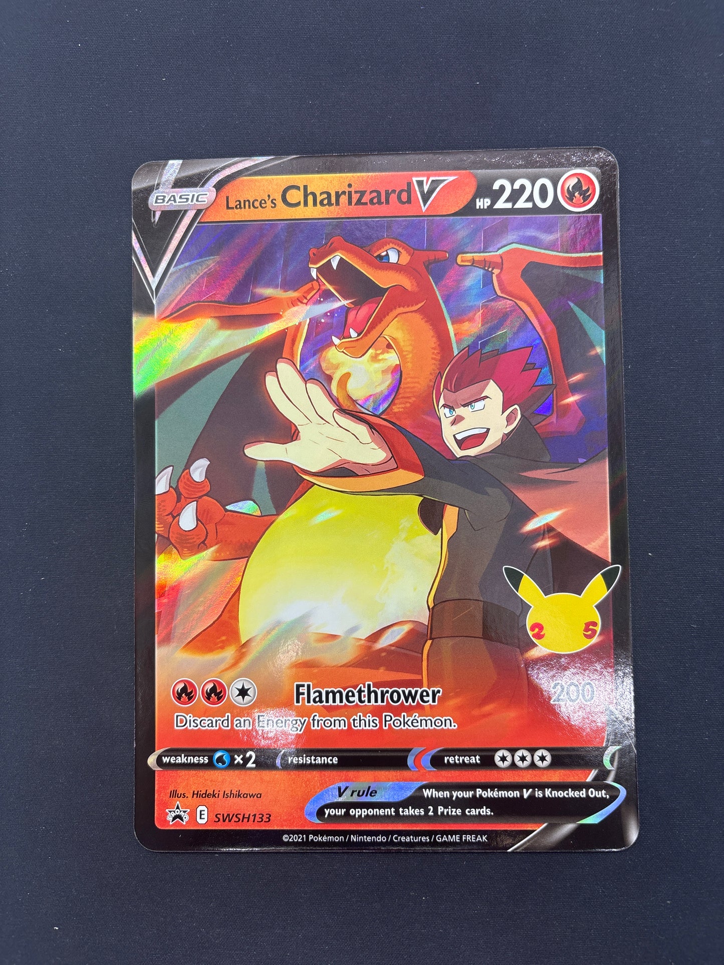 Auction Lot 387: Pokemon Card Lance's Charizard V SWSH Jumbo Promo Conditions Vary