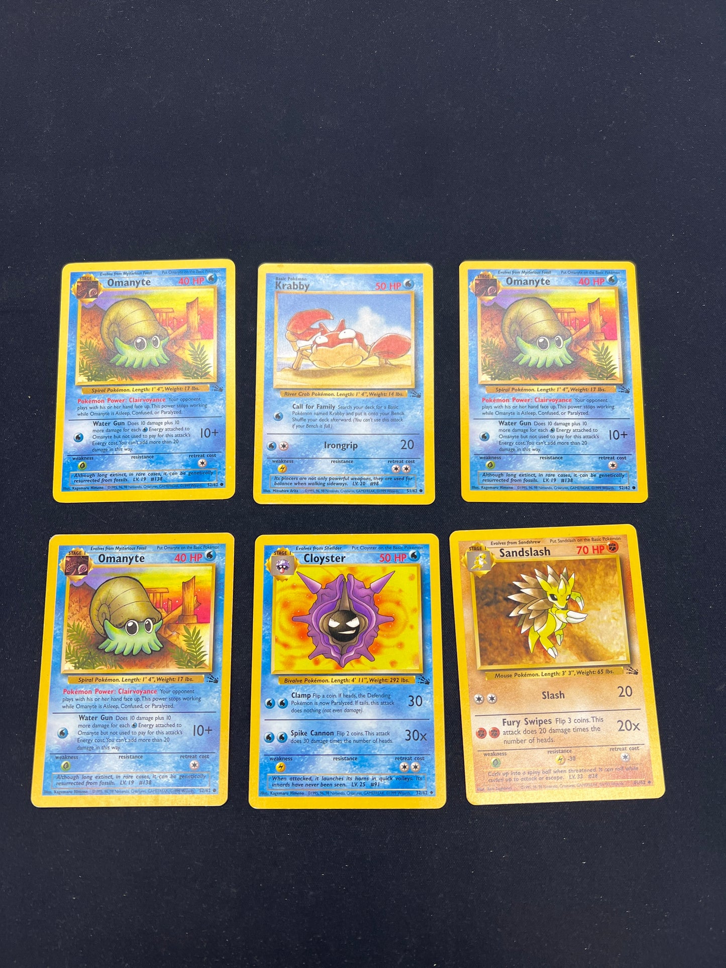 Auction Lot 151: Pokemon Cards Lot of 6 WOTC Fossil Commons Uncommons Conditions Vary
