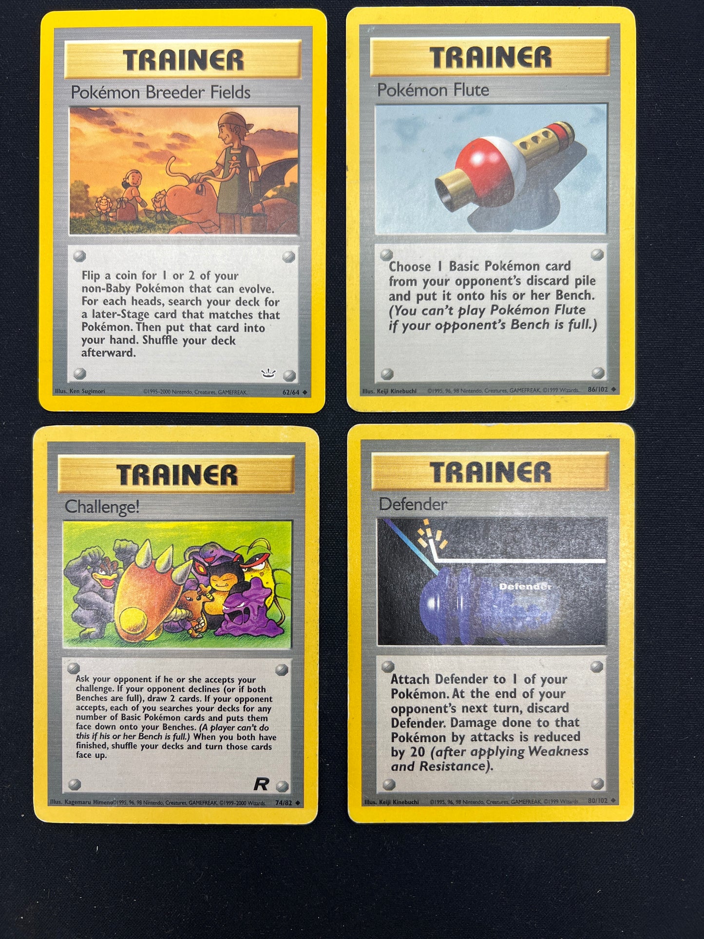 Auction Lot 136: Pokemon Cards Assorted Lot of 4 Base Set and Team Rocket Trainers Conditions Vary