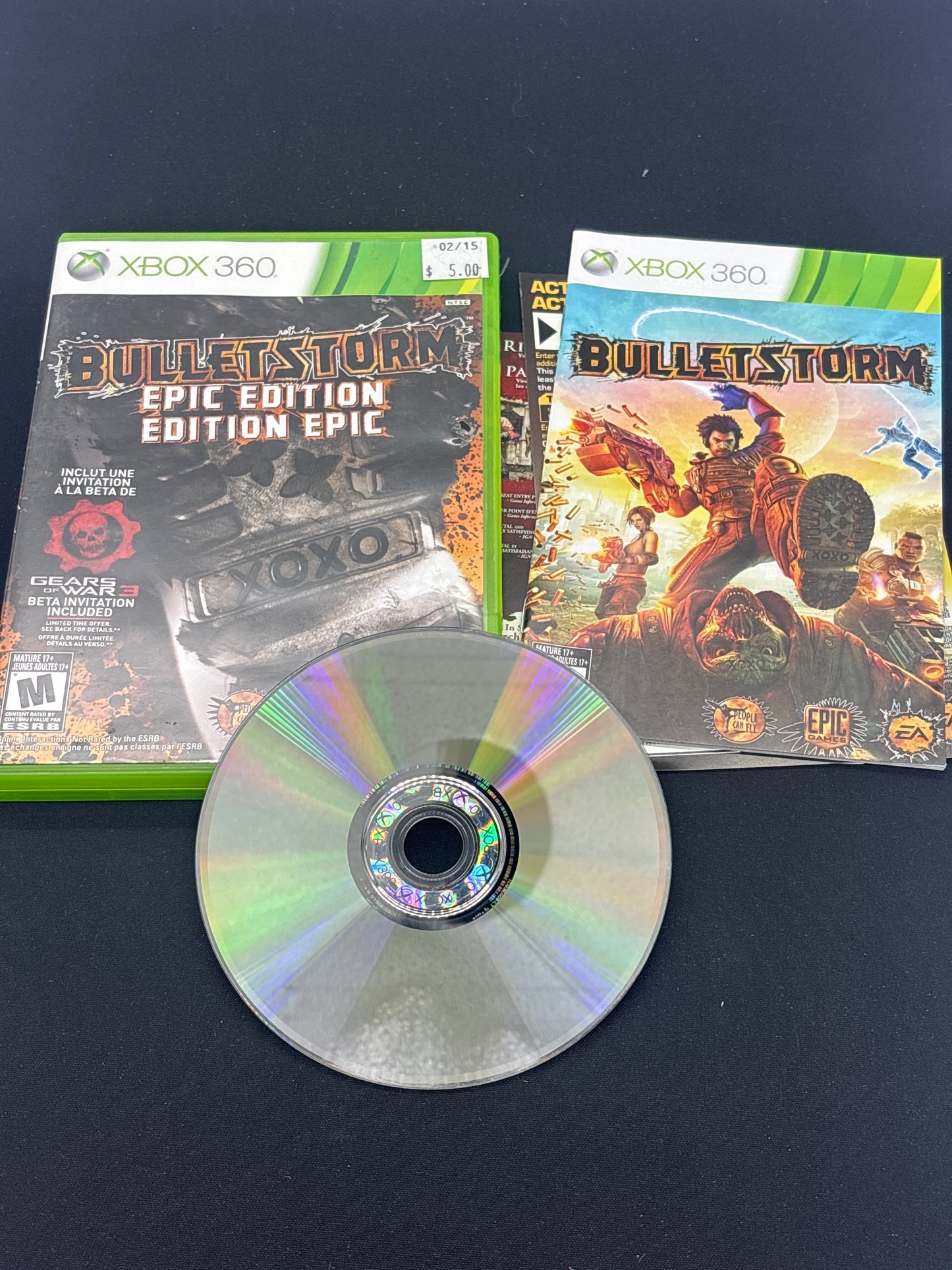 Auction Lot 65: XBOX 360 Bulletstorm Epic Edition With Case & Disc