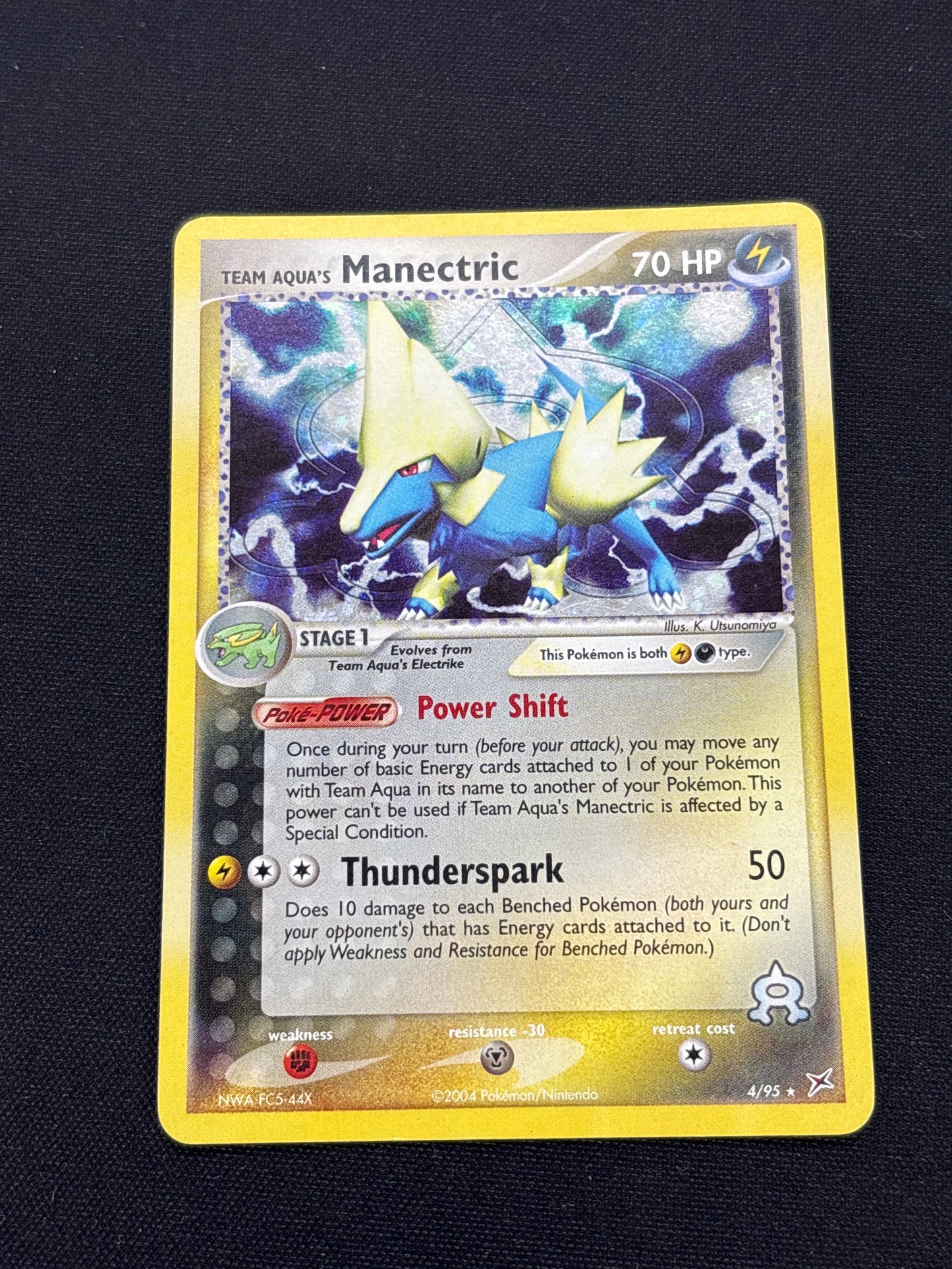 Auction Lot 62: Team Aqua Manectric Holo Rare Pokemon Mid Era Card Conditions Vary