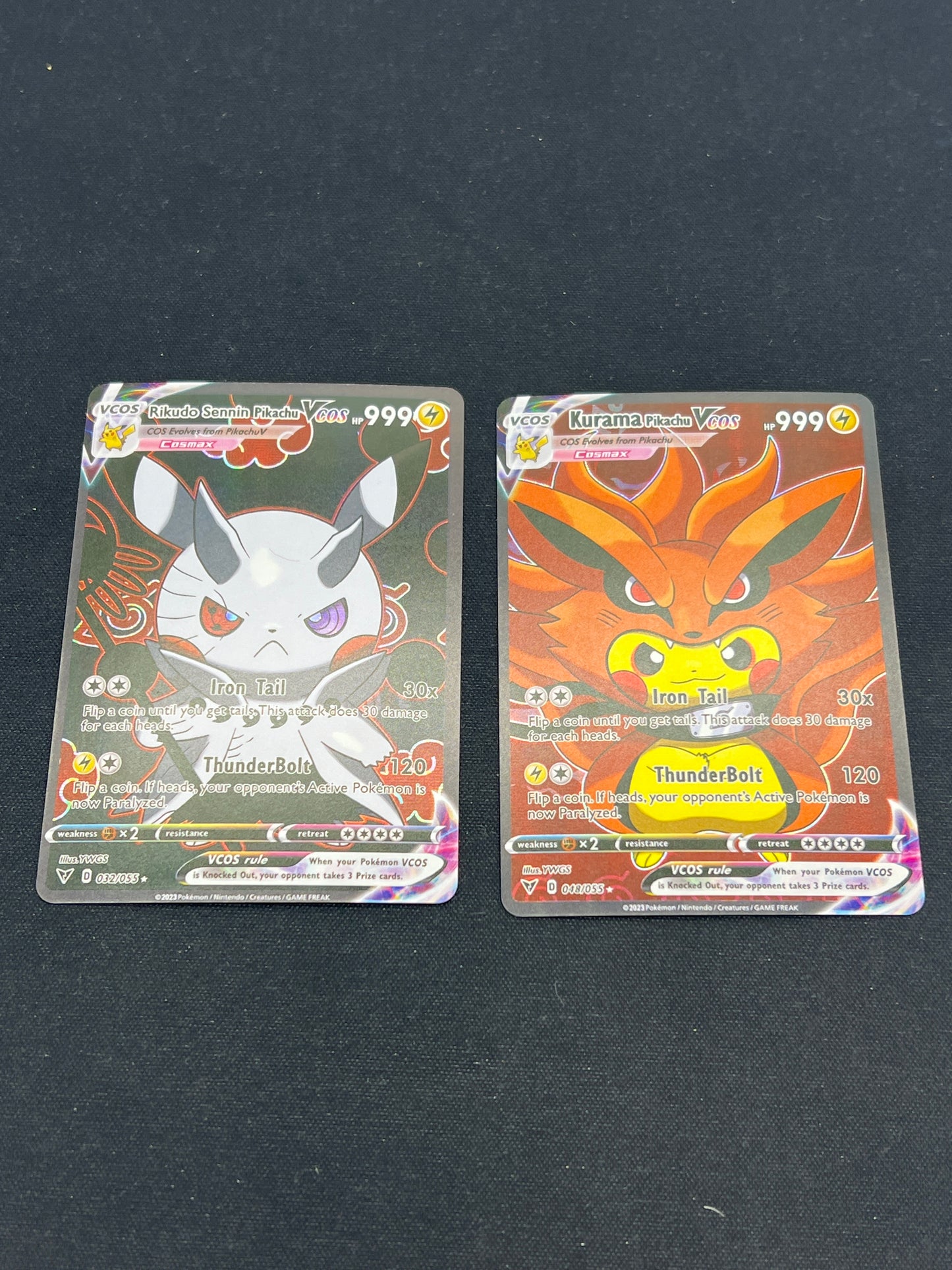 Auction Lot 120: Pokemon CUSTOM Cards Lot of 2 Pikachu Poncho Full Art Cards Conditions Vary