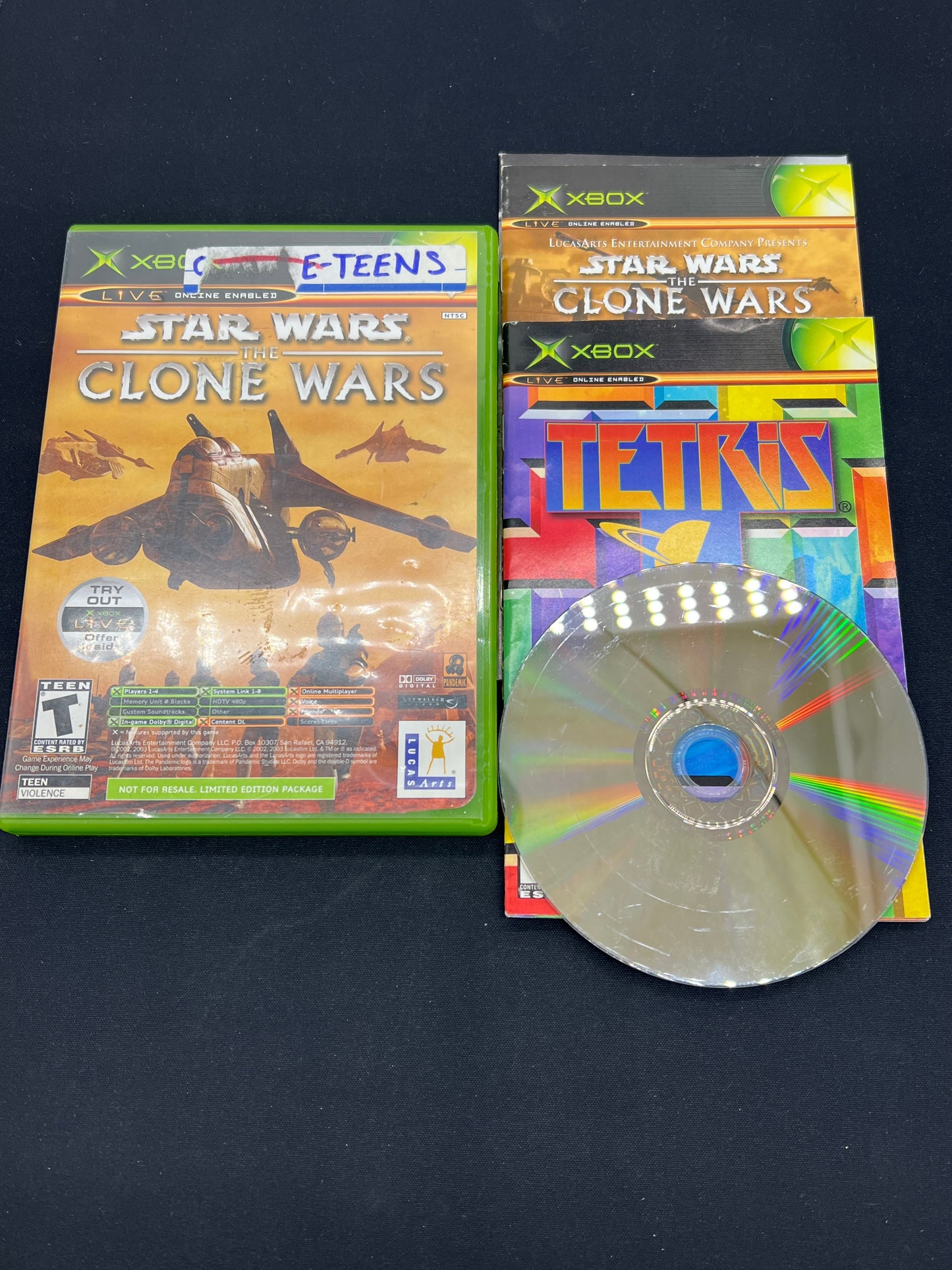 Auction Lot 168: XBOX Video Game Star Wars Clone Wars and Tetris CIB