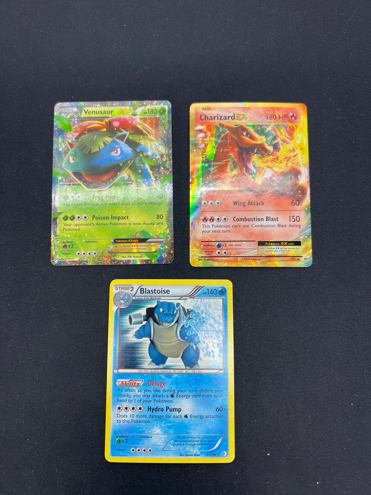 Auction Lot 192: Pokemon Cards Mid Era Kanto Starter Trio Lot of 3 Conditions Vary