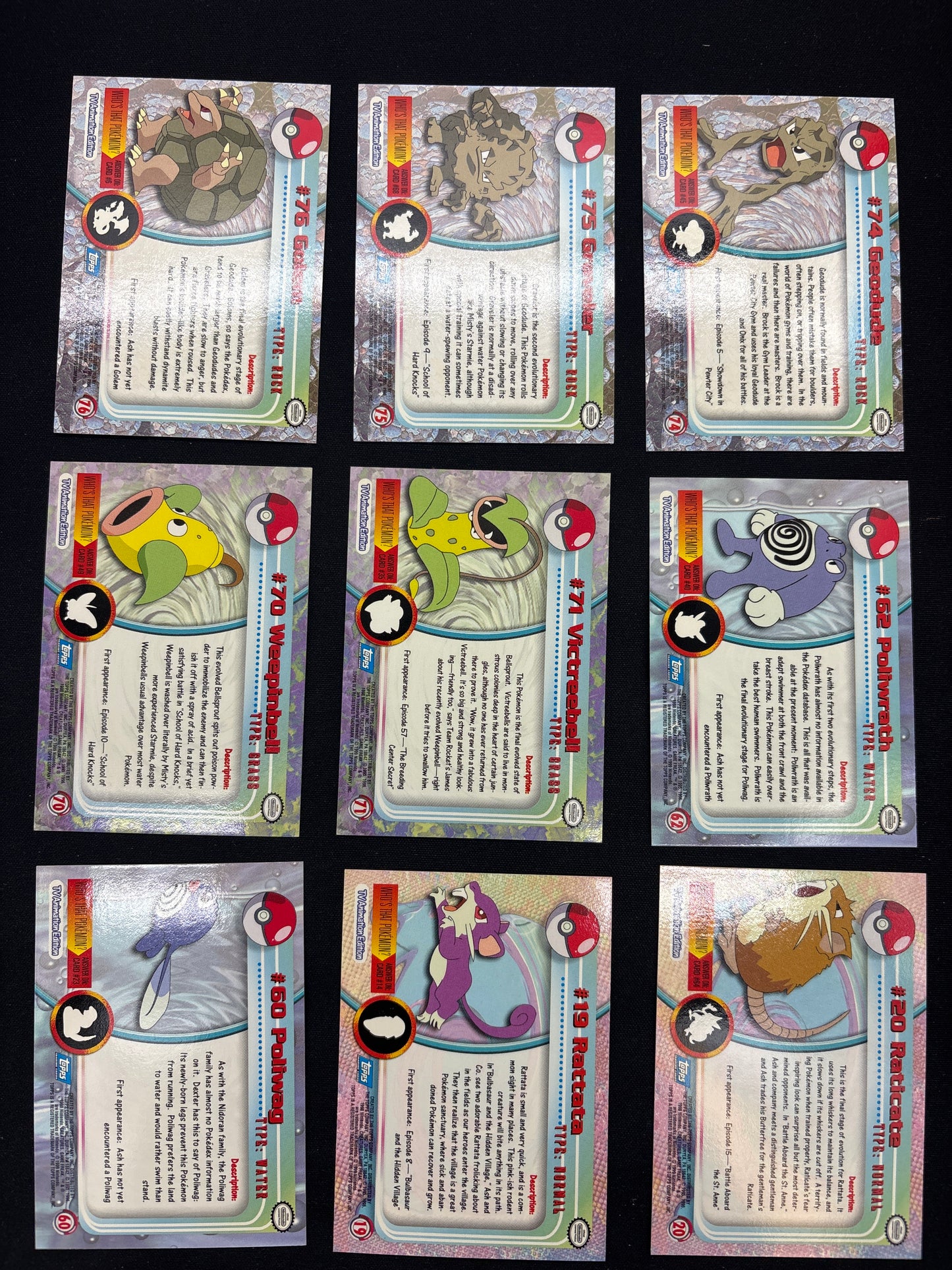 Auction Lot 100: Pokemon Cards Lot of 9 Assorted Topps Conditions Vary