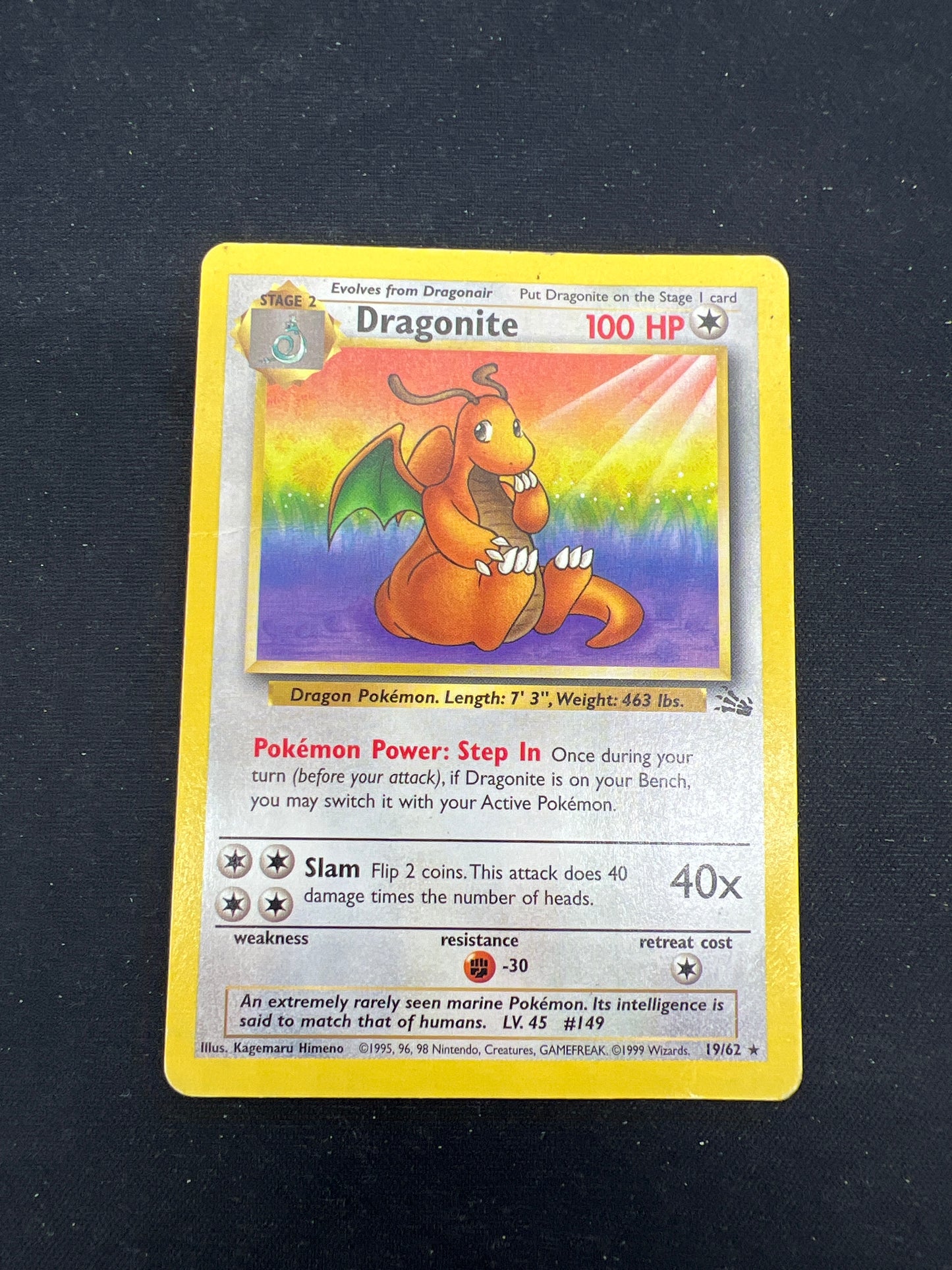 Auction Lot 129: Pokemon Cards Fossil Dragonite Non Holo Rare Conditions Vary