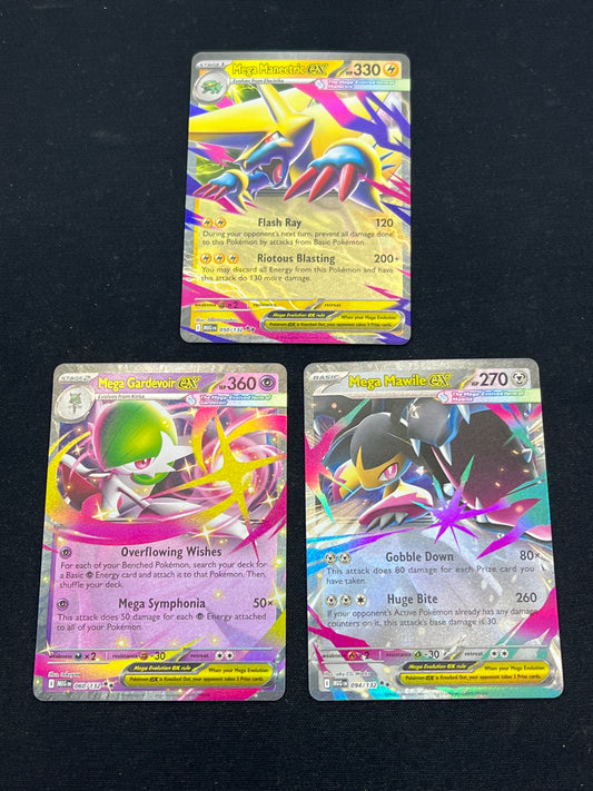Auction Lot 27: Pokemon Cards Assorted Lot of 3 Mega Evolutions EX's Conditions Vary