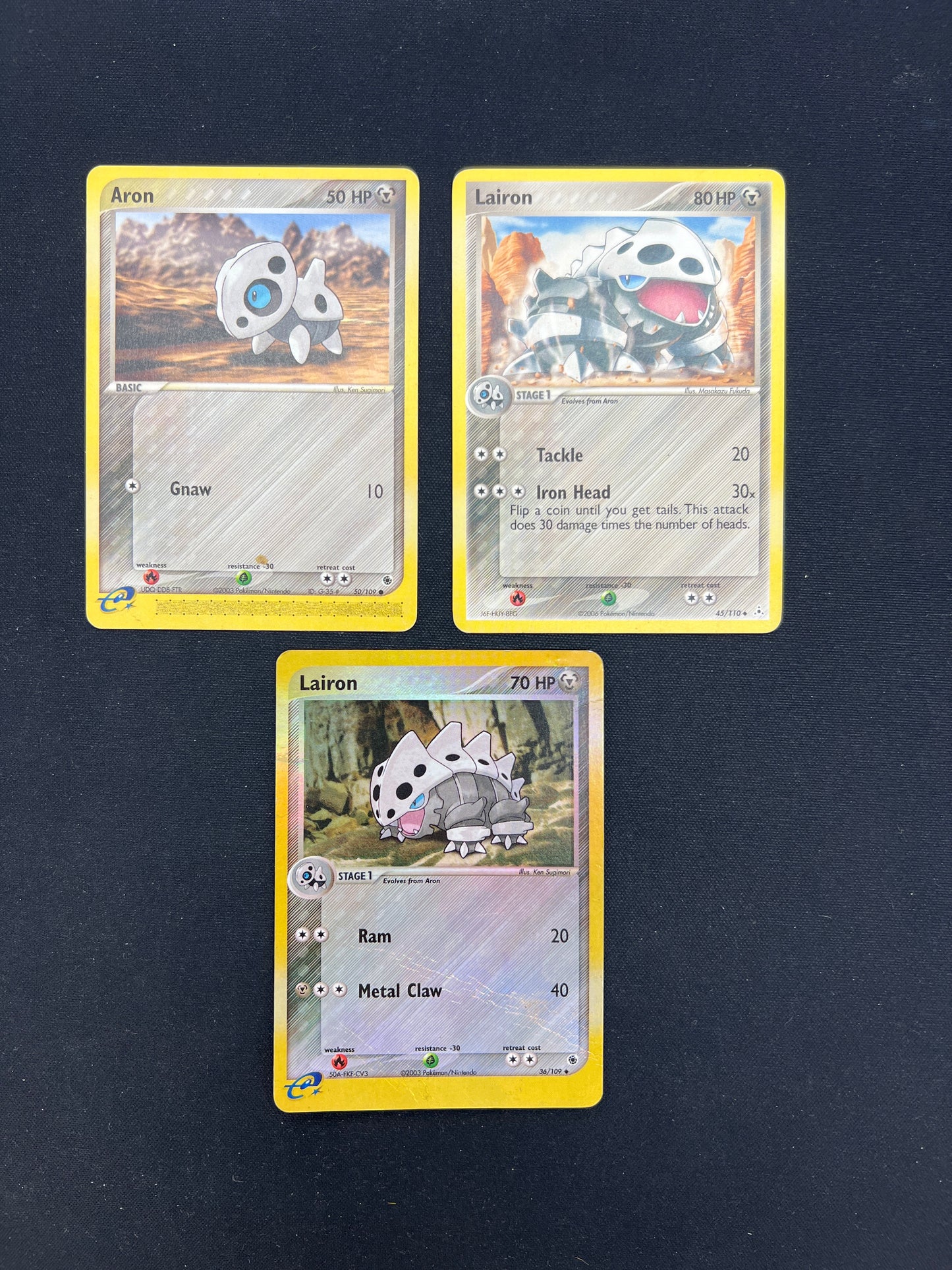 Auction Lot 80: Pokemon Cards Aron Evolution Line Mid Era Common Uncommon Lot Conditions Vary
