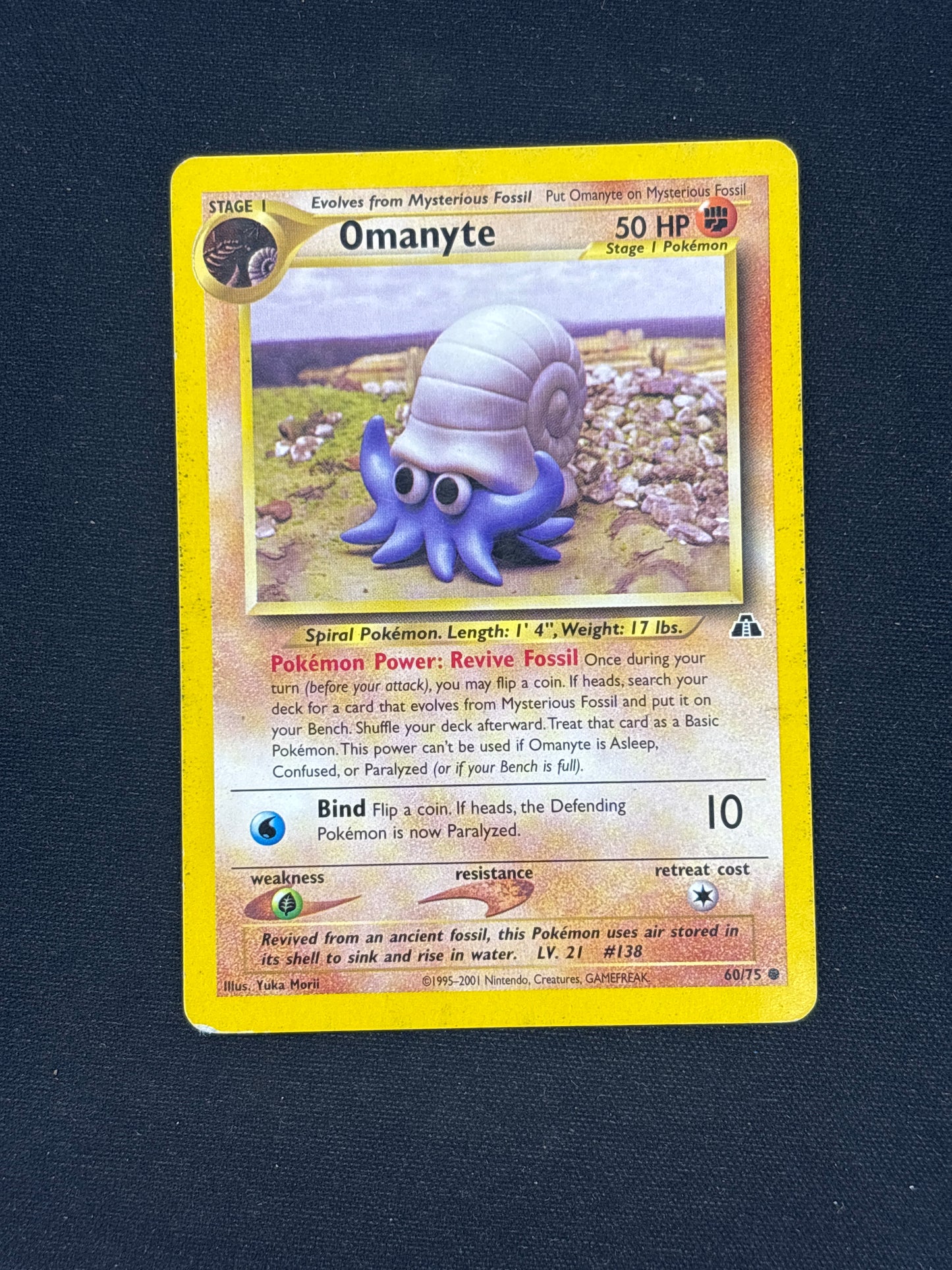 Auction Lot 252: Omanyte Pokemon Neo Discovery Card Conditions Vary