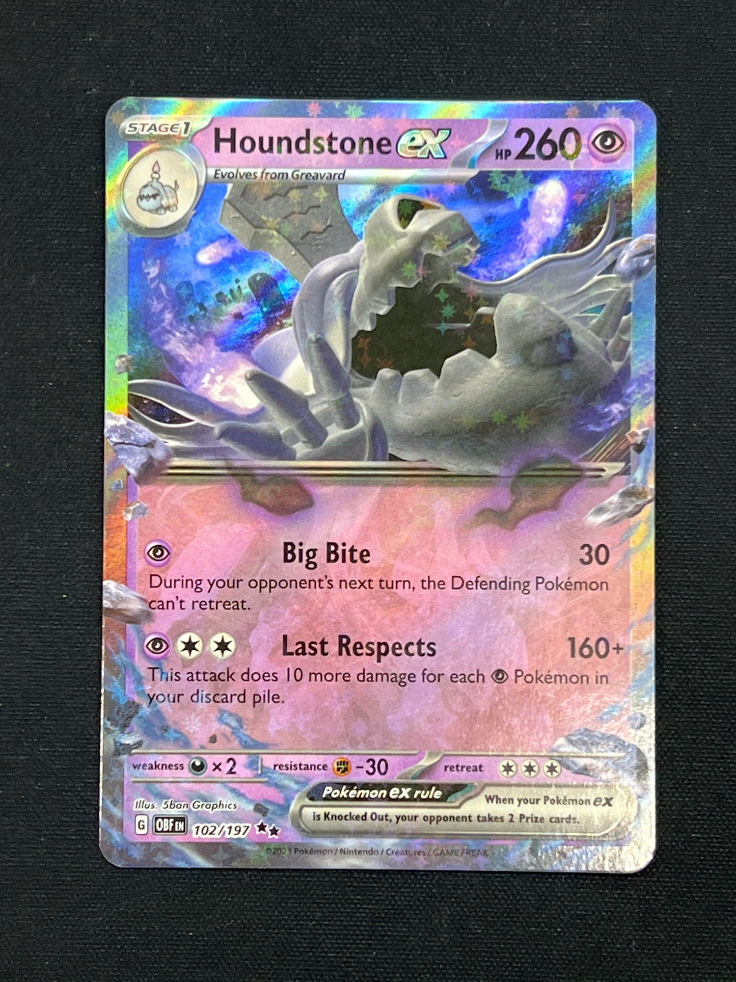 Auction Lot 419: Pokemon Cards Houndstone EX Obsidian Flames Conditions Vary