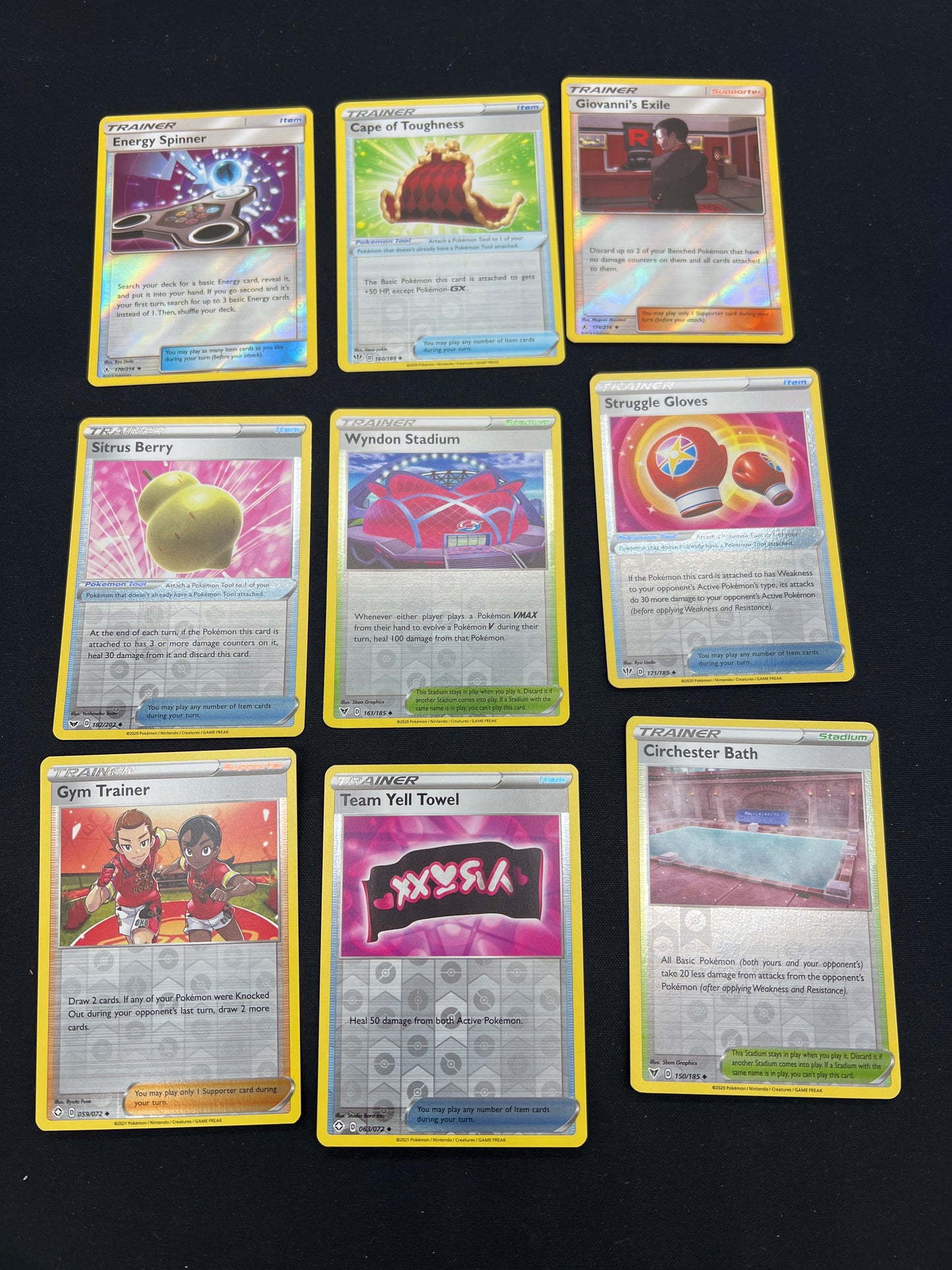 Auction Lot 368: Pokemon Cards Lot of 9 Assorted Trainer Reverse Holo Conditions Vary