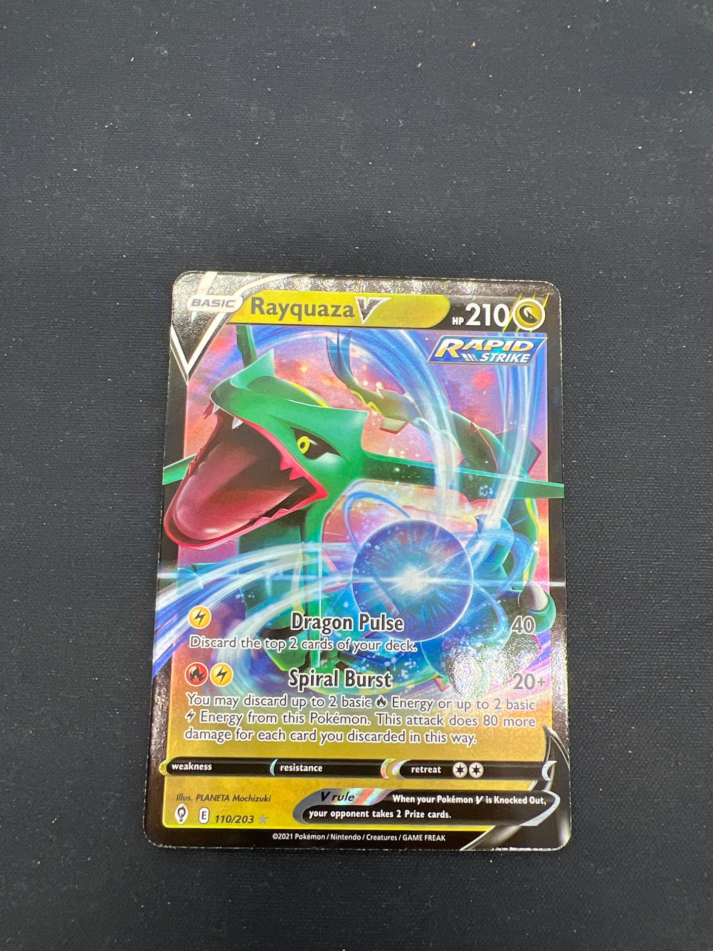Auction Lot 290: Pokemon Cards Rayquaza V Ultra Rare SWSH Evolving Skies Conditions Vary