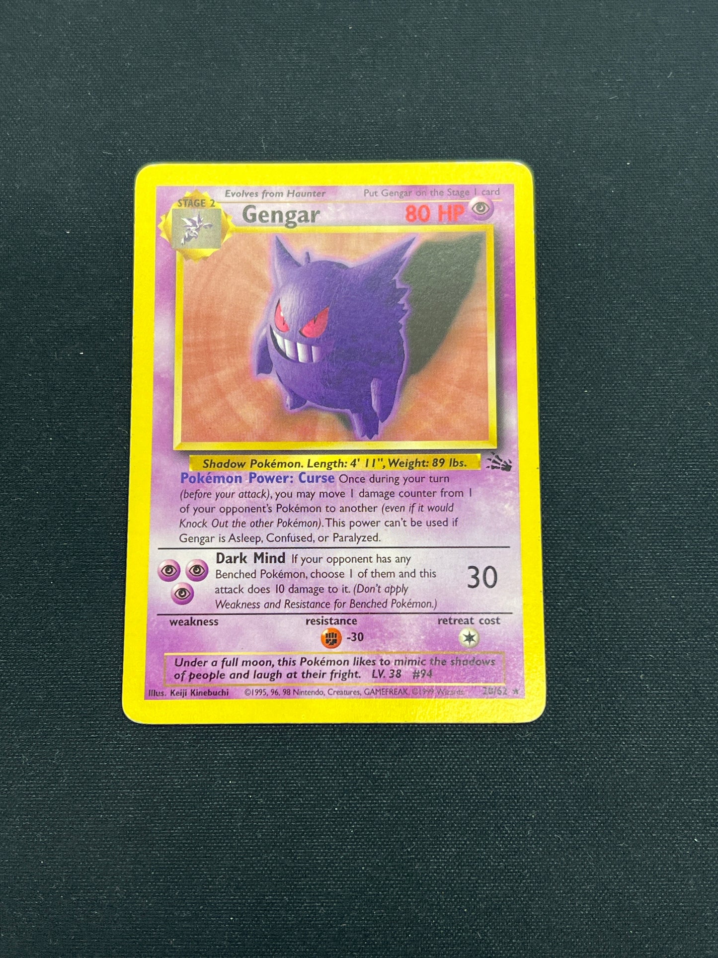 Auction Lot 255: Pokemon Cards Gengar Non Holo Rare Fossil Condition Vary