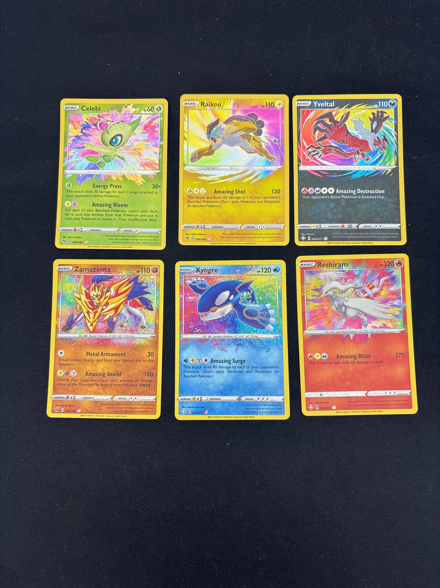 Auction Lot 16: Pokemon Cards Lot of 6 Assorted SWSH Amazing Rares Conditions Vary