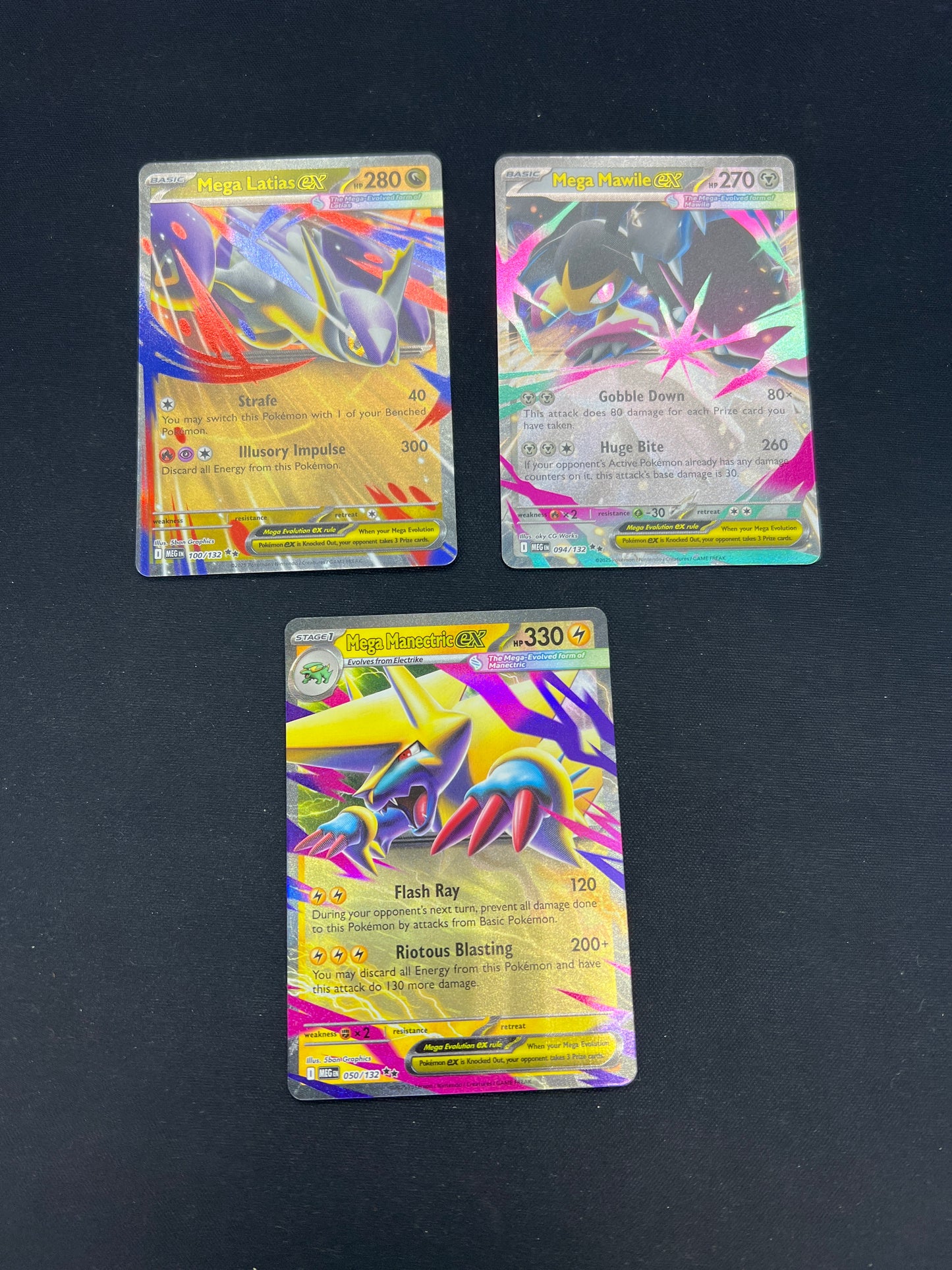 Auction Lot 230: Pokemon Cards Lot of 3 Assorted Mega EX Mega Evolutions Conditions Vary