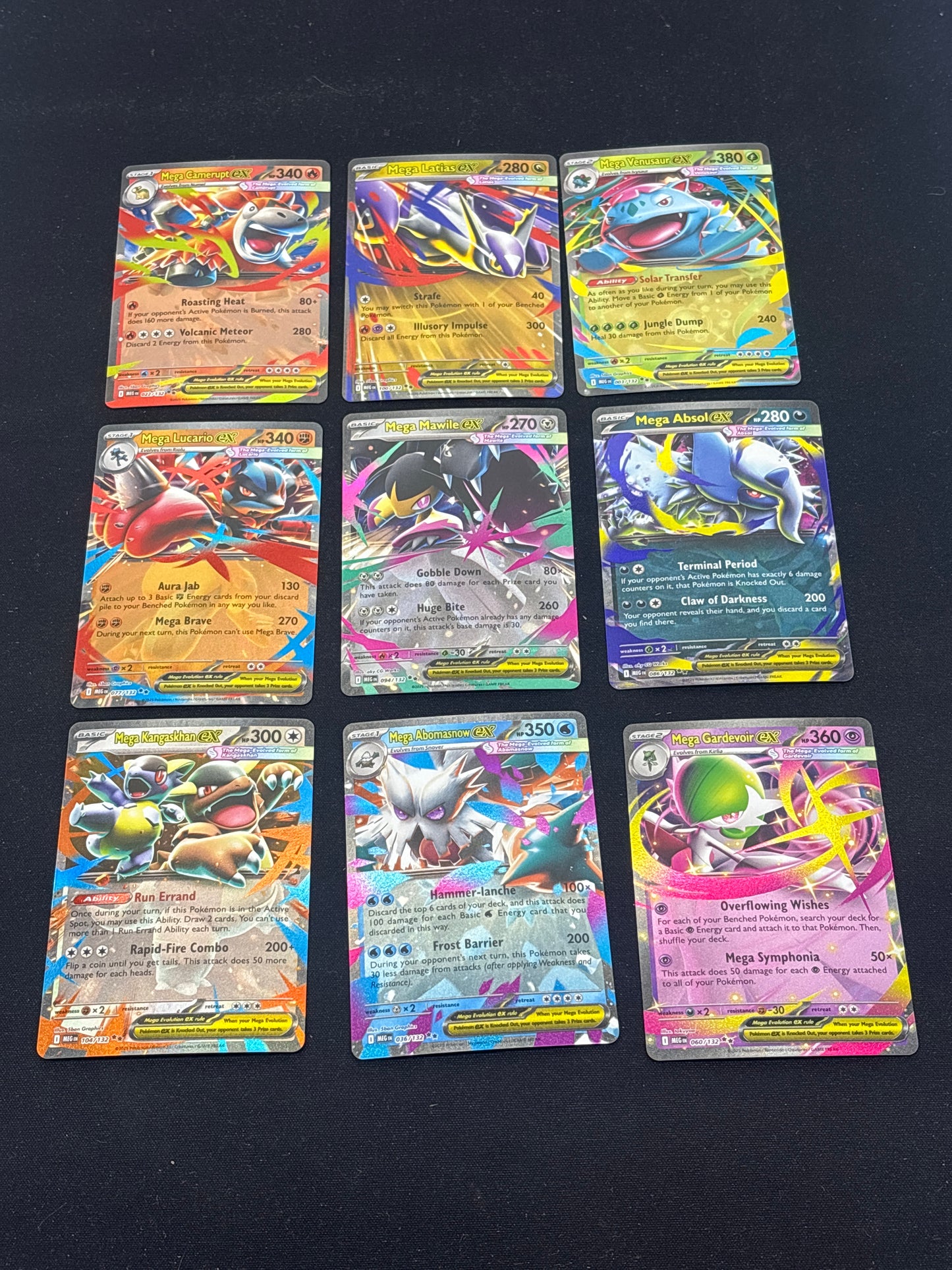 Auction Lot 76: Pokemon Cards Assorted Lot of 9 Mega Evolutions Ultra Rare EXs Conditions Vary
