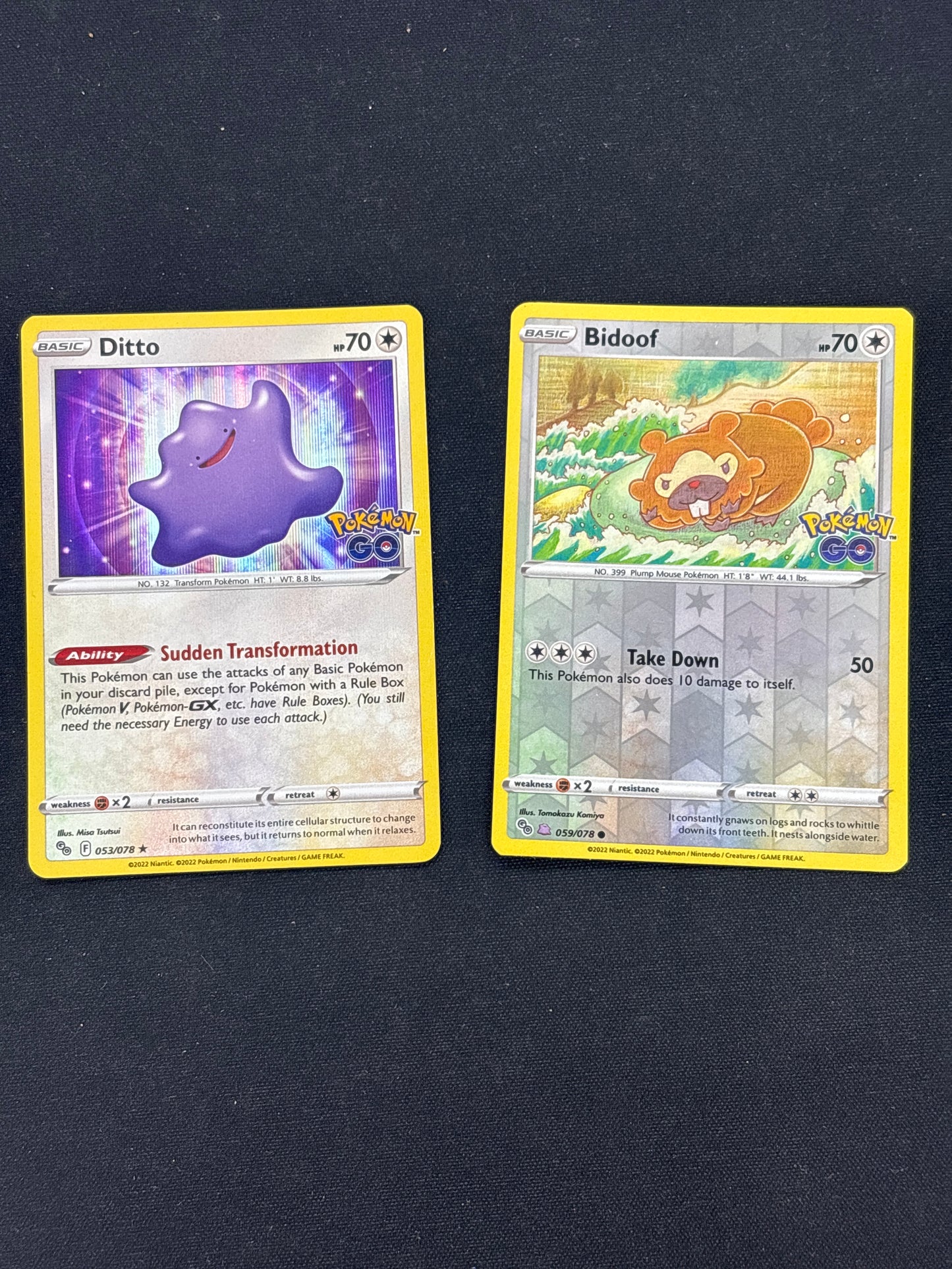 Auction Lot 201: Pokemon Cards Lot of 2 Ditto (Peeled & Unpeeled) Pokemon GO Conditions Vary